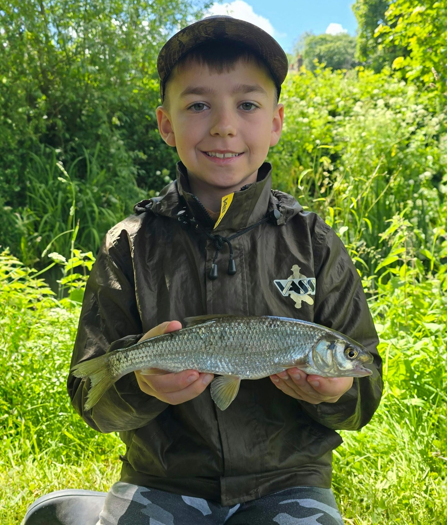 Logan Thomas with the bigger of the two dace he caught!