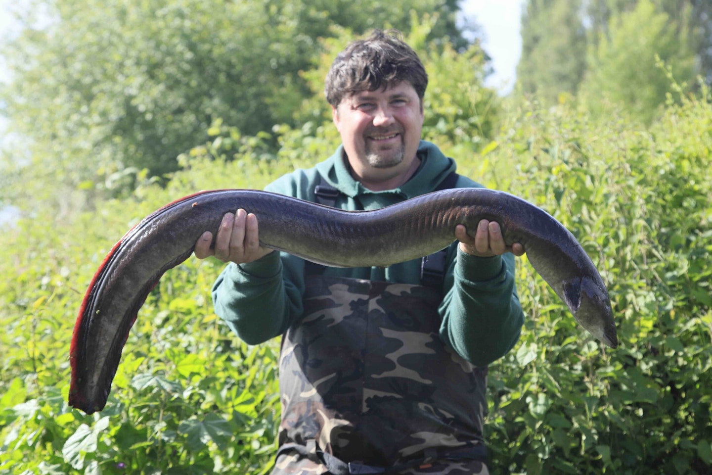 Steve Ricketts is no stranger to big eels, here is a 9lb fish he caught previously.