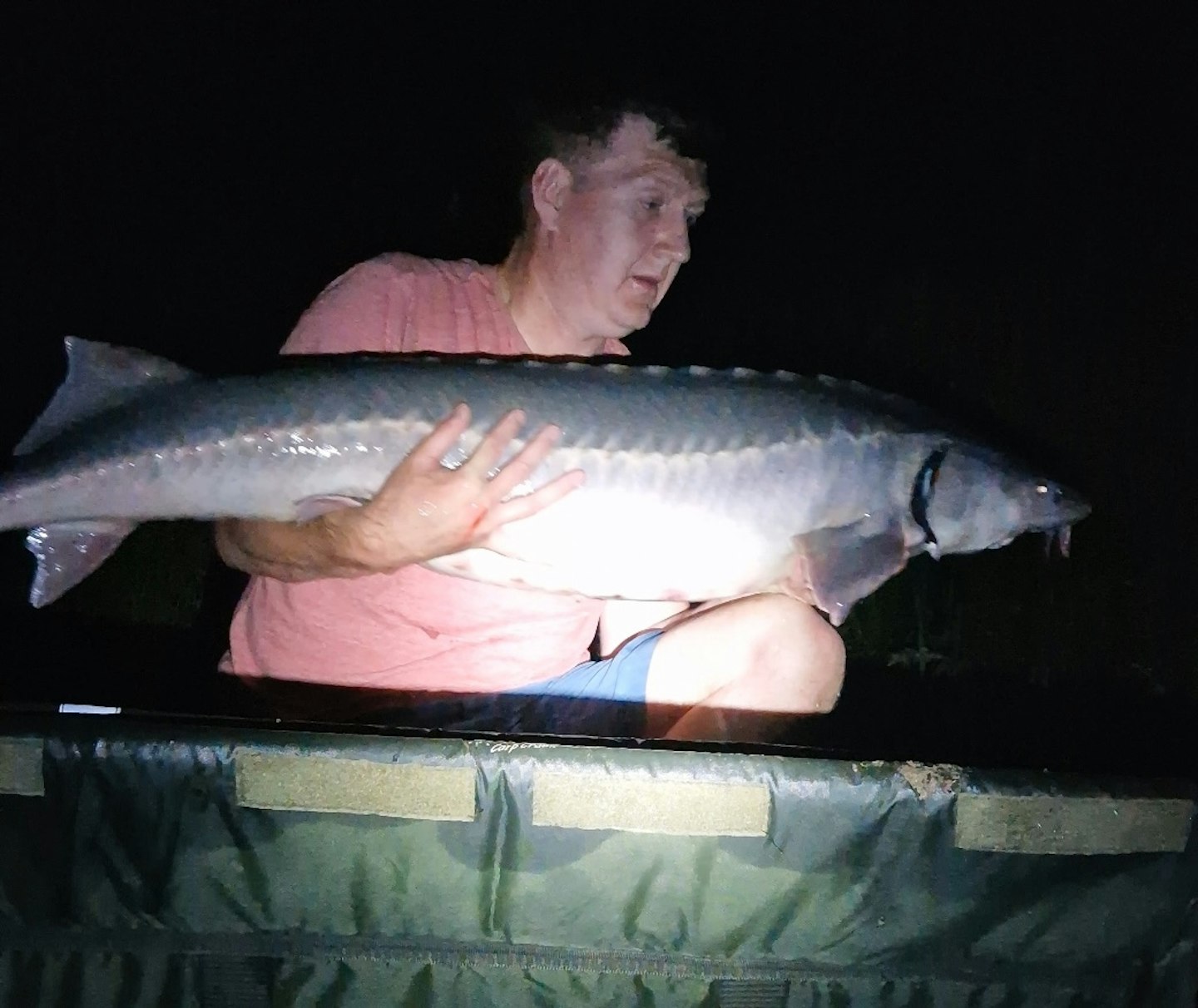 The 48lb sturgeon caught from the Trent by Dave.