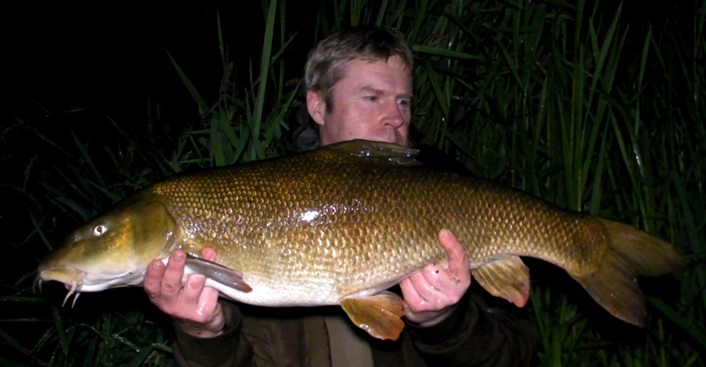 John Alexander with his new 17lb PB barbel.