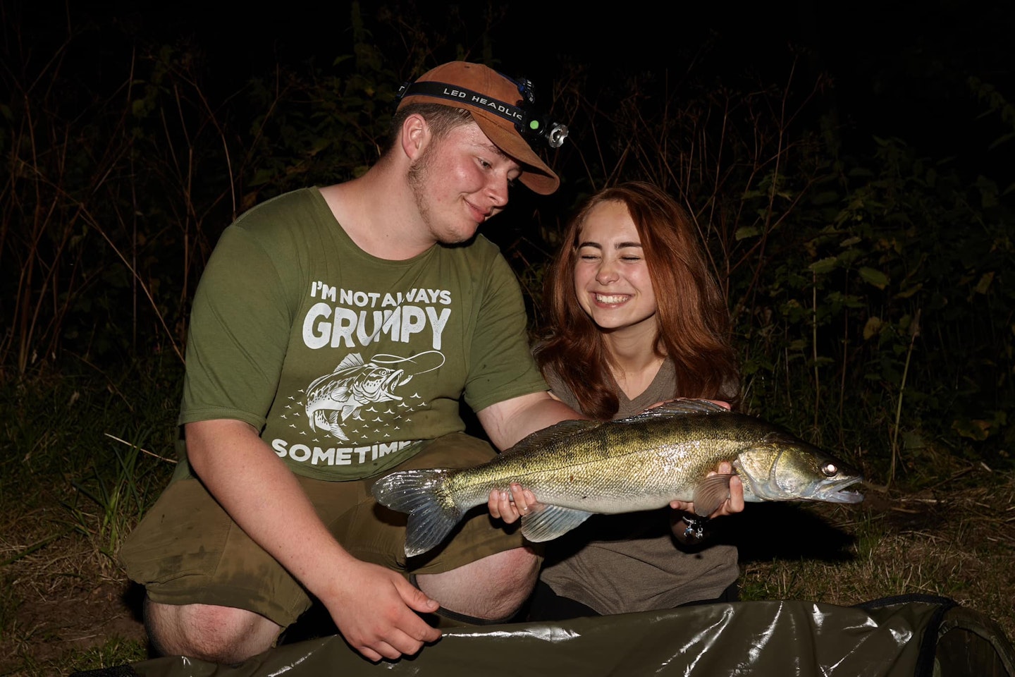 Hannah and Luke with one of the zander they caught