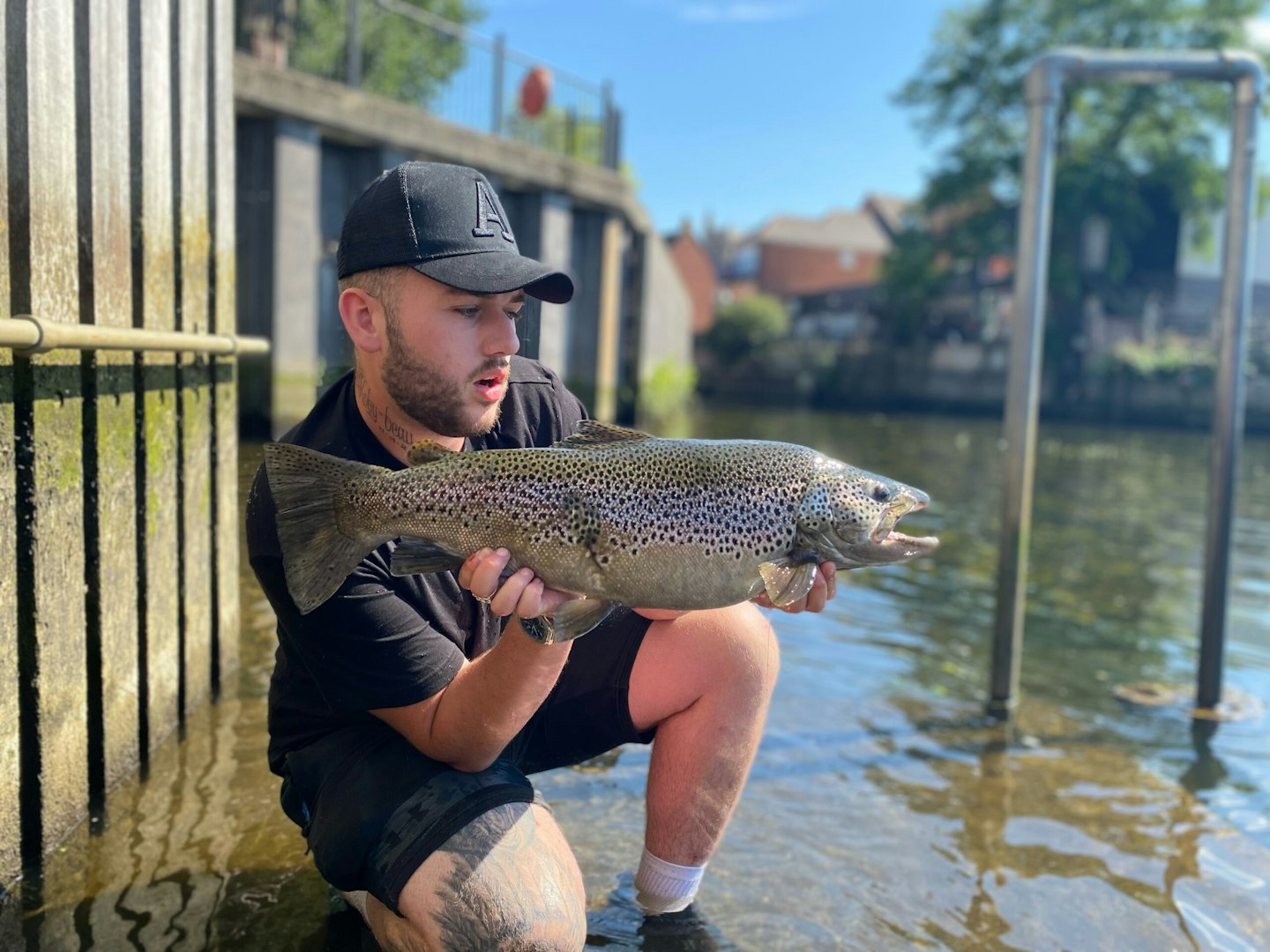 Barrington with his huge brown trout