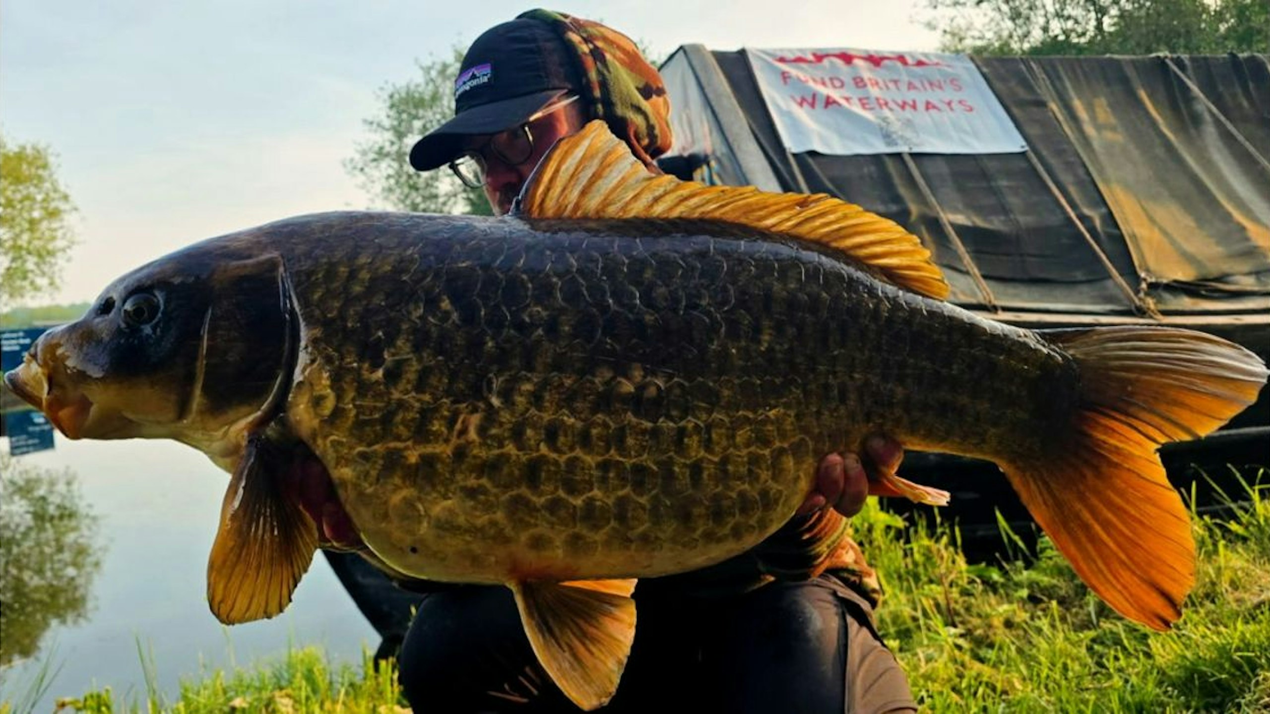 Giant canal ghost carp banked after 20-minute battle