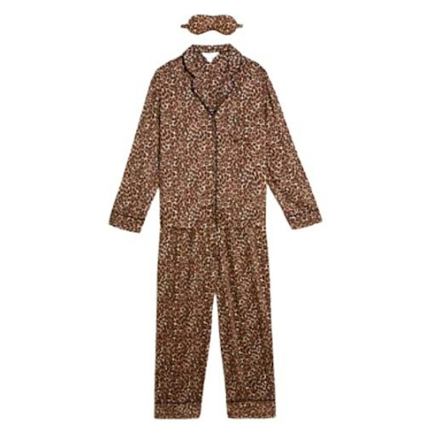 Leopard Print Pyjama Set with Eye Mask