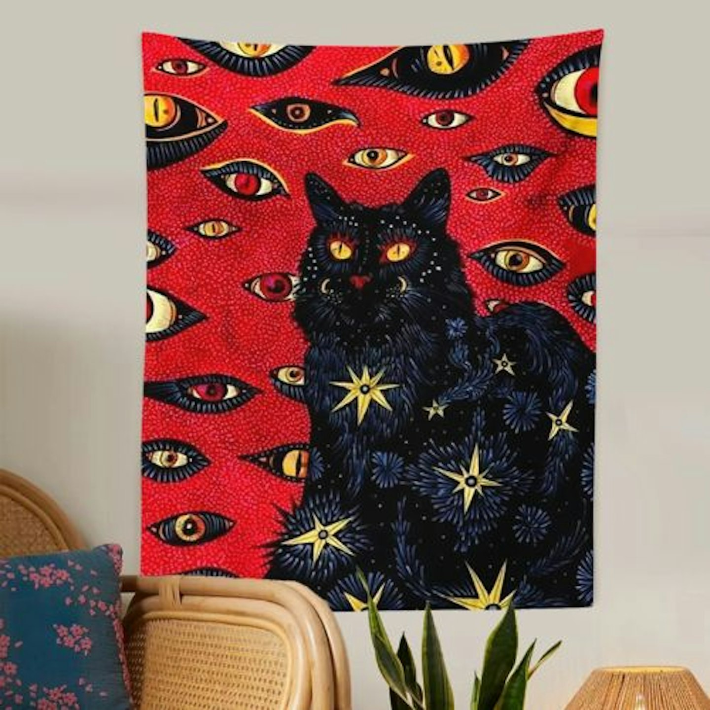 Cat Coven Tapestry Printed Witchcraft | Hippie Wall Bohemian Wall Tapestry | Tapestry Decor for Room Bedroom | Modern Art Wall Hanging