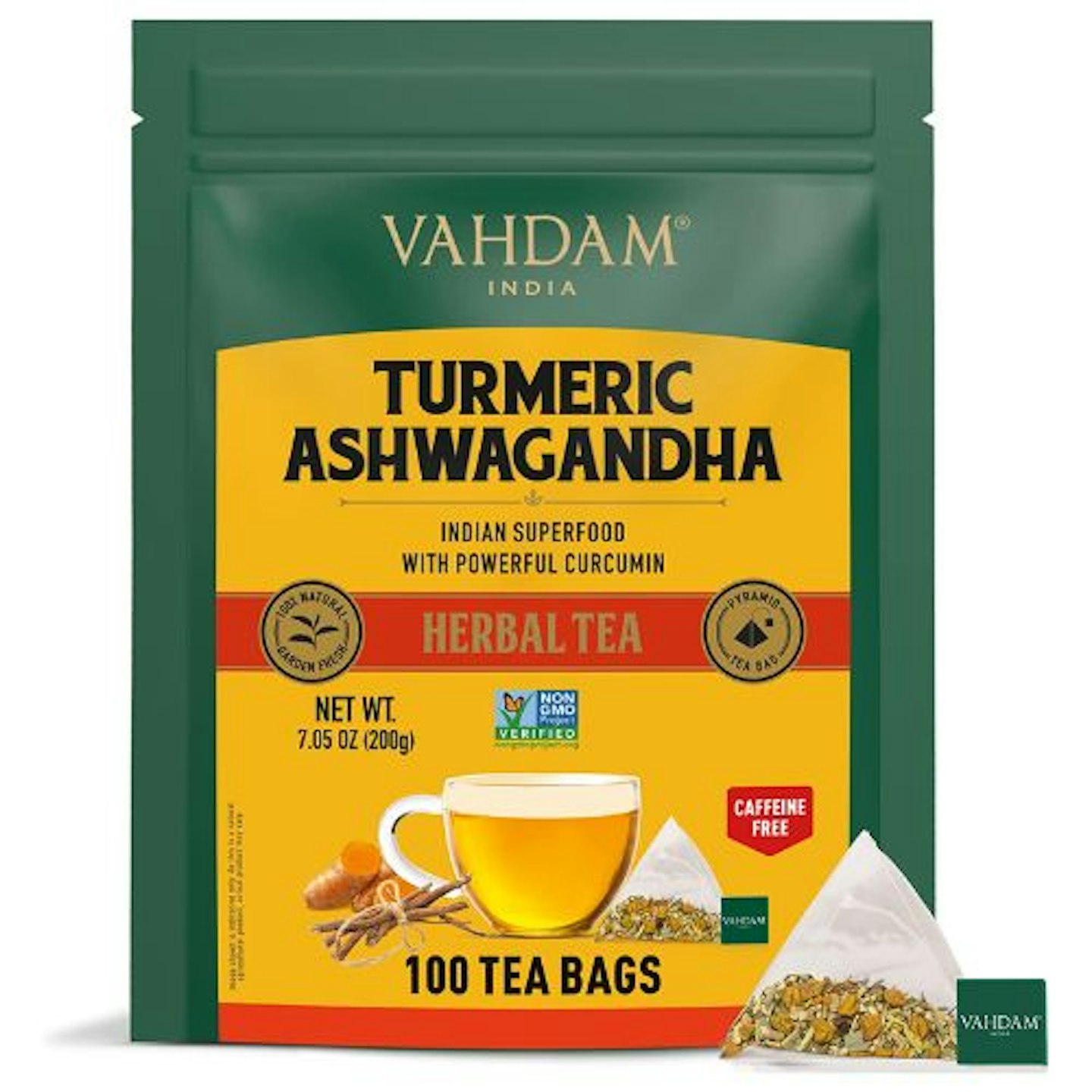 VAHDAM Turmeric + Ashwagandha Tea, 100 Tea Bags