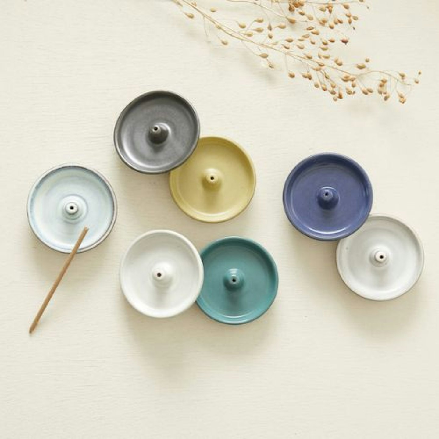 Stoneware Ceramic Round Incense Stick Holder