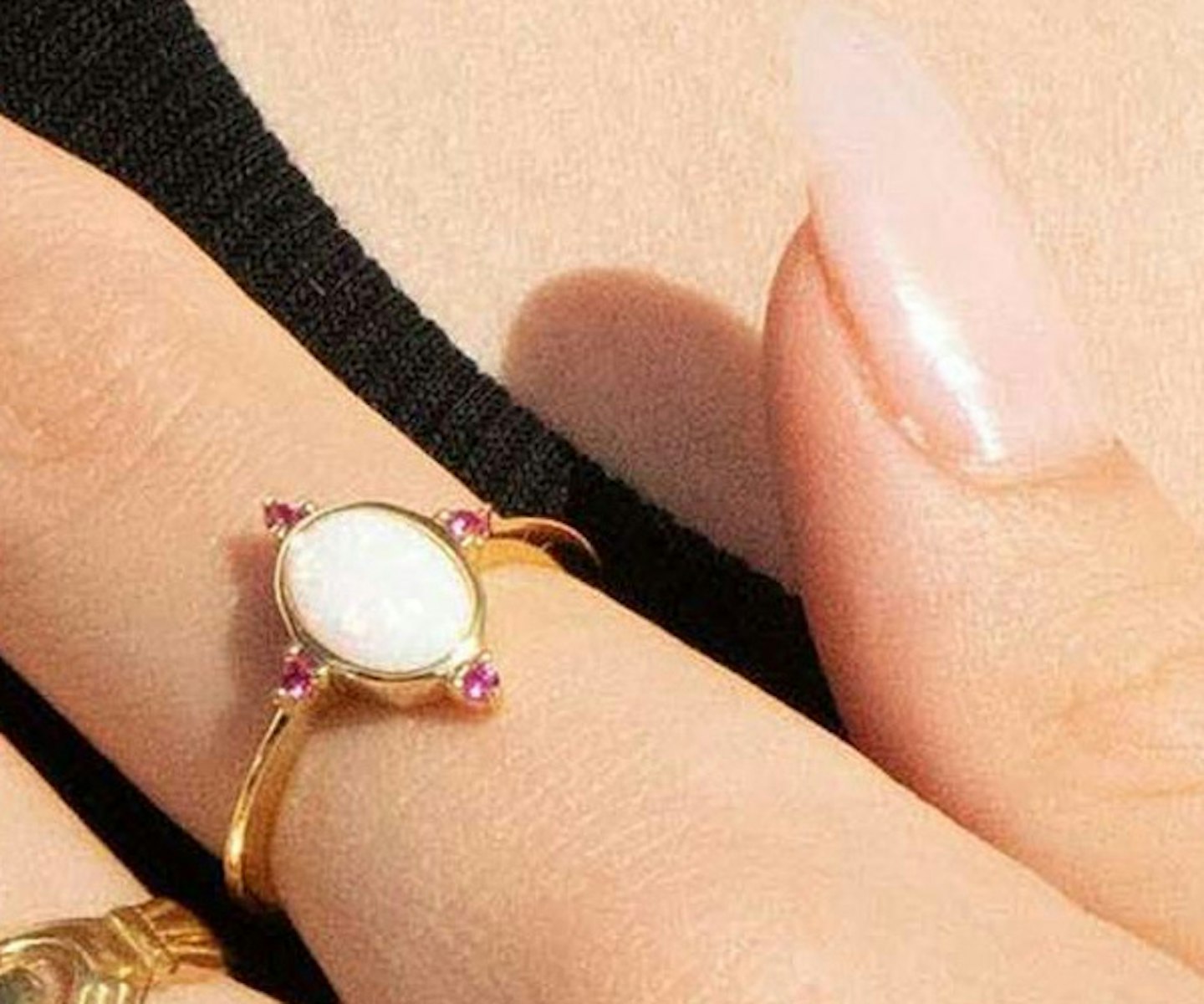 18ct Gold Plated Sterling Silver Opal & Created Ruby Ring