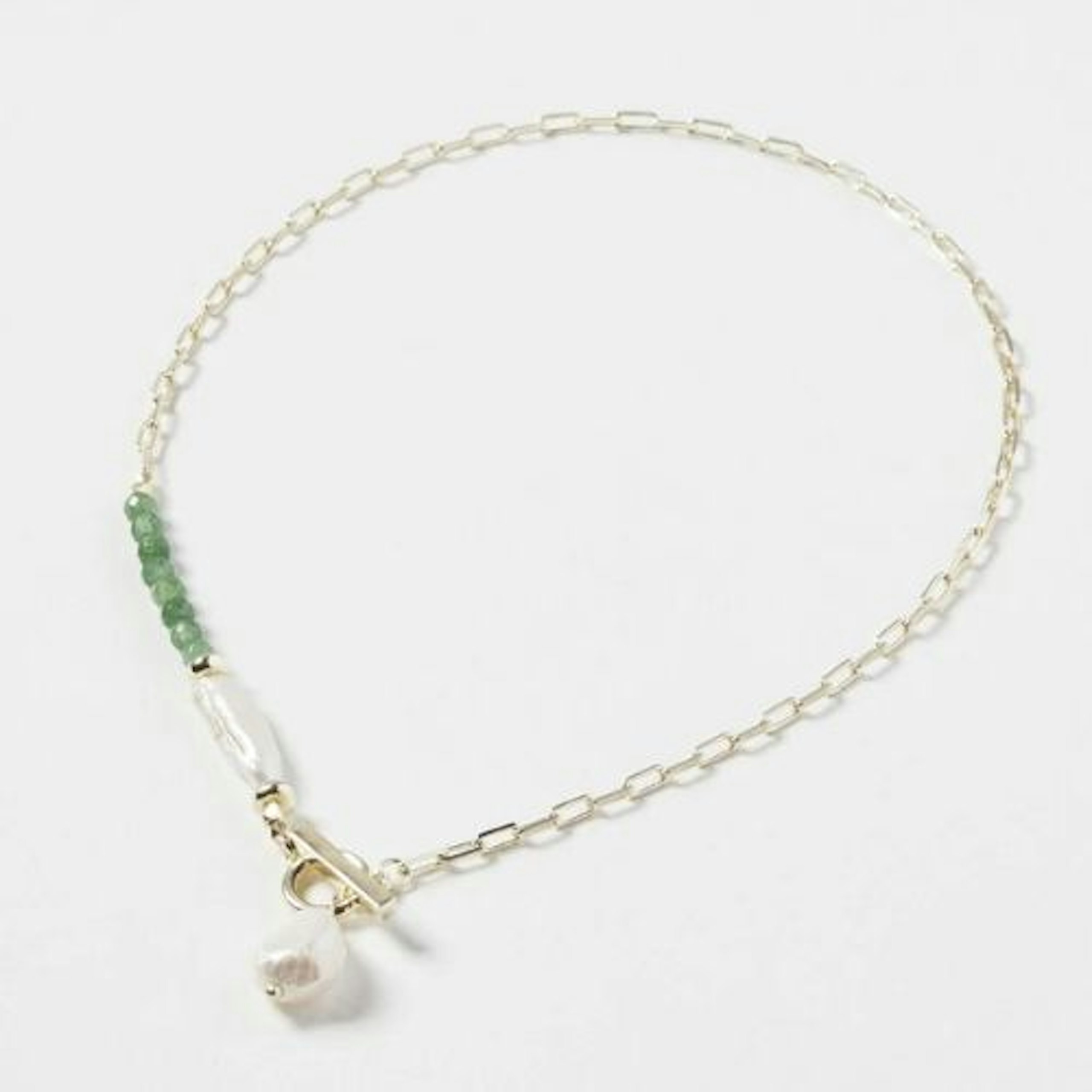 Dara Green Aventurine & Pearl Gold Plated Drop Chain Bracelet