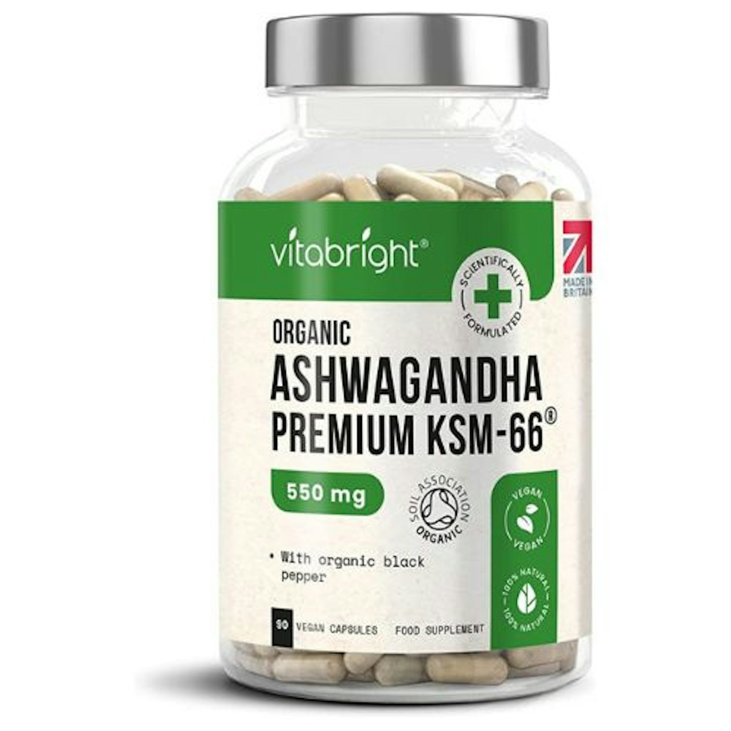 Organic Ashwagandha KSM-66 Capsules - 550mg