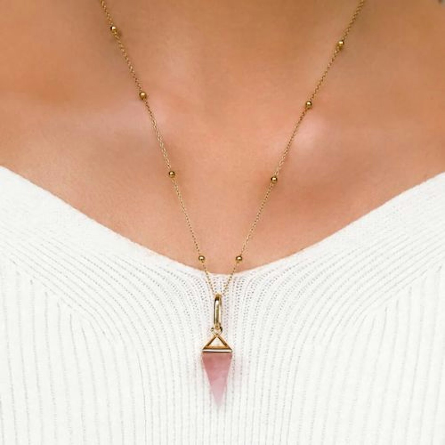 Rose Quartz Prism Pendant (Gold)