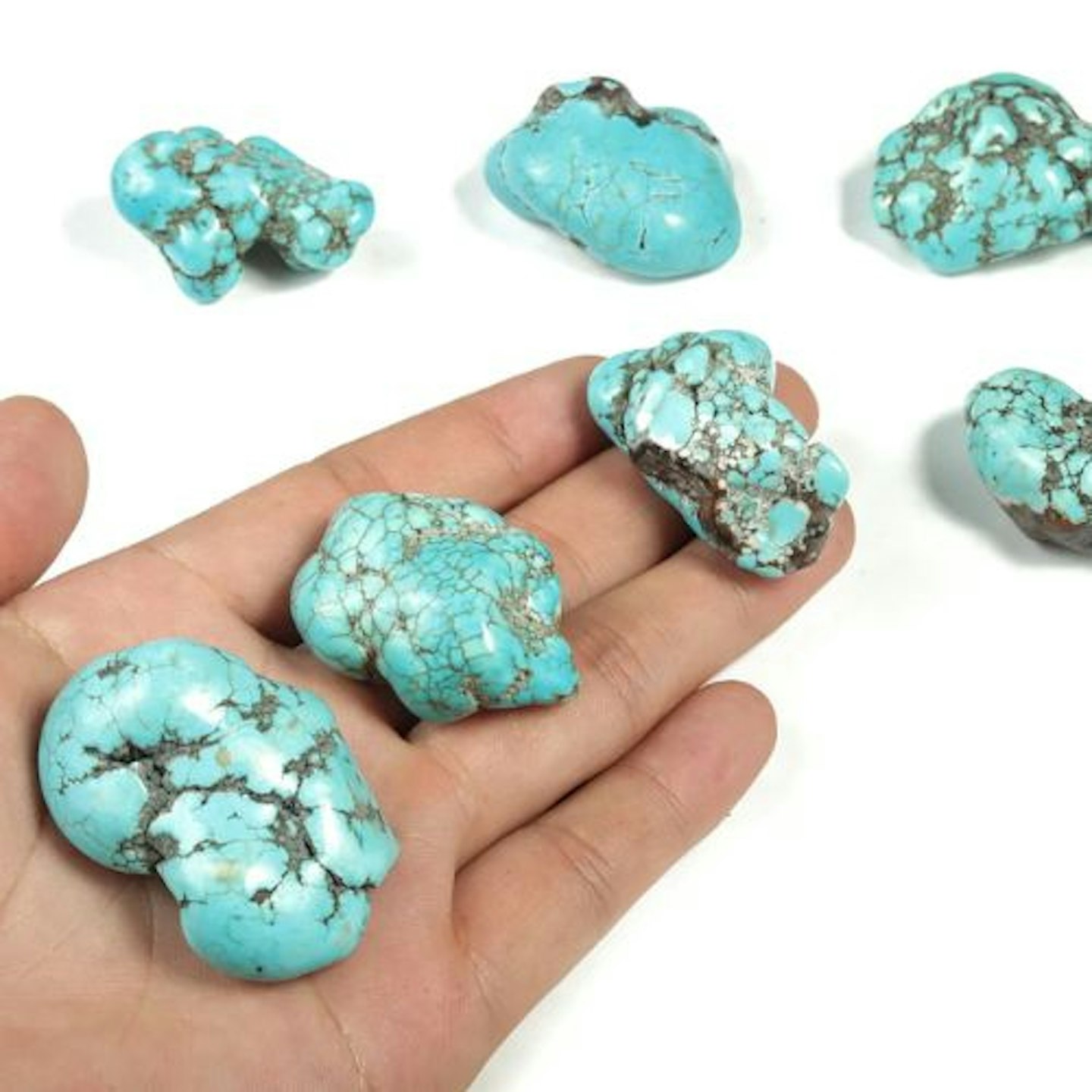 Turquoise Tumbled Stone A++ - Turquoise Crystal – Turquoise Crystal Stone – Turquoise Gemstones – Healing Stones - 1 - 1.5 inch - TU1030