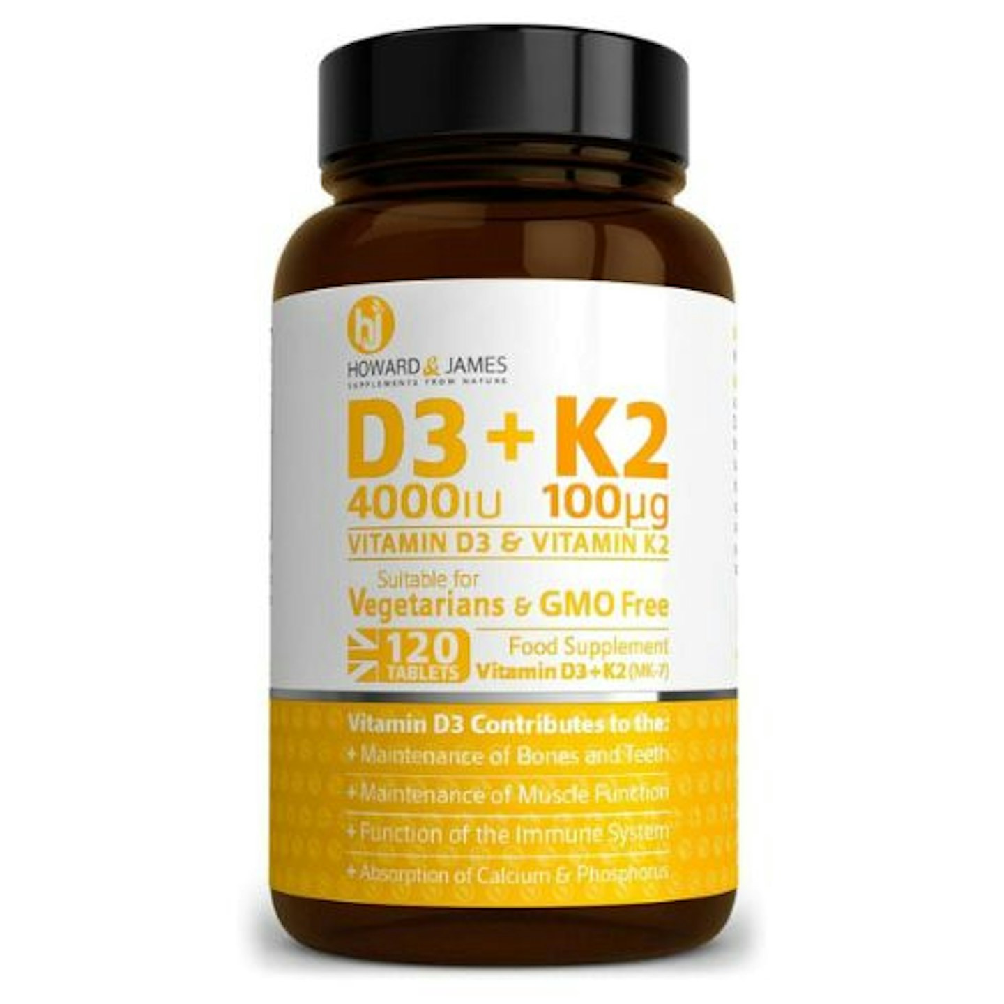 Vitamin D3 4000iu Plus Vitamin K2 100ug 120 High Strength Vegetarian Tablets