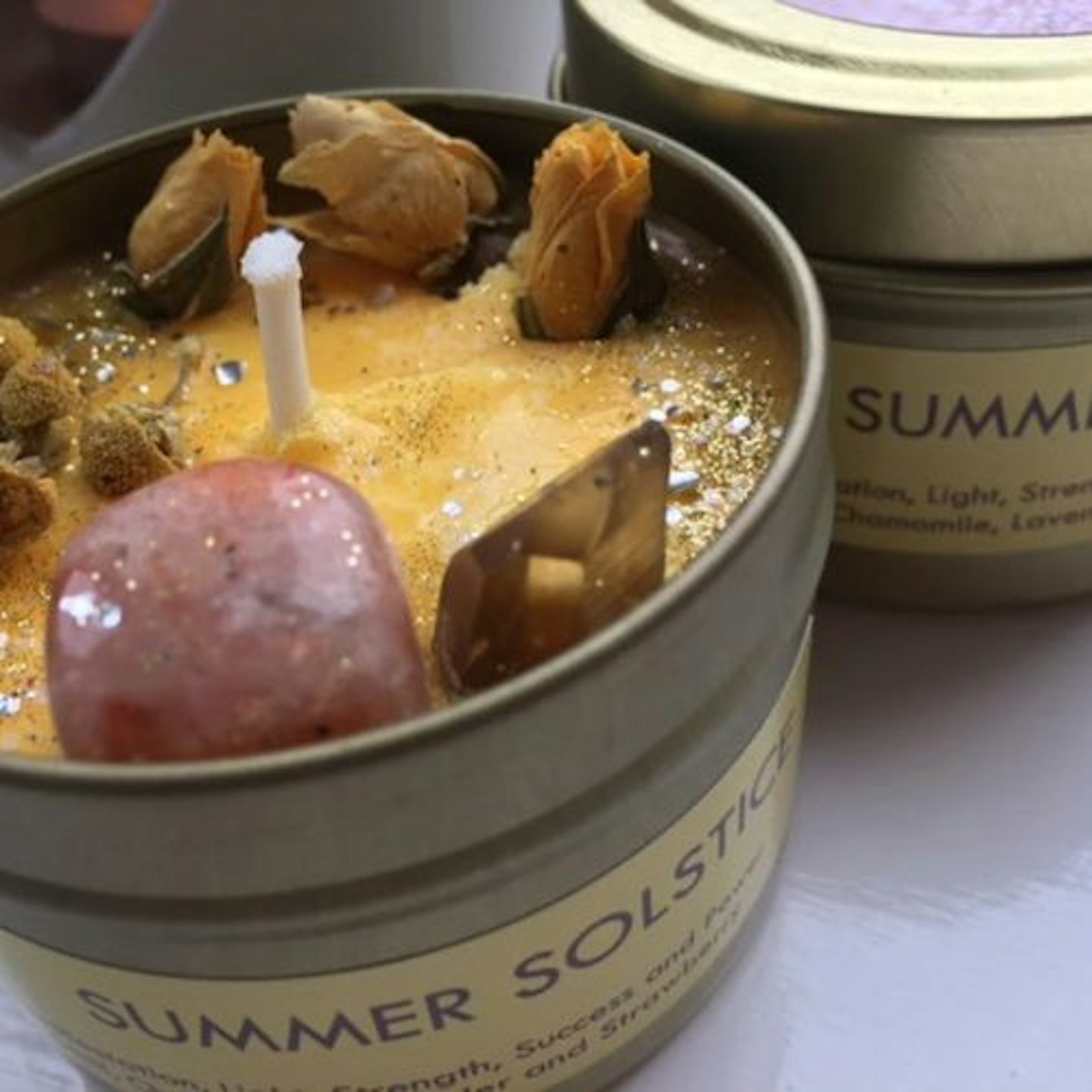 Summer Solstice Soy Wax and Crystal Candle