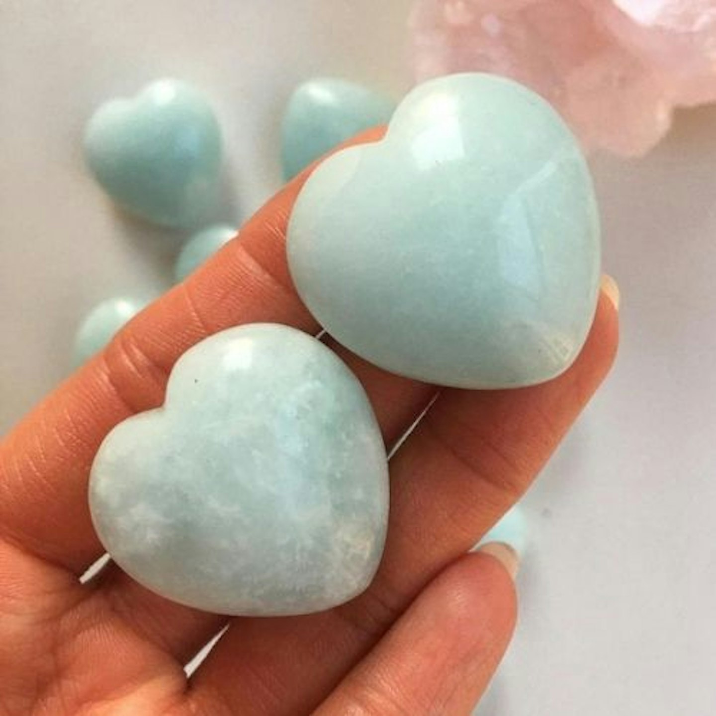 Aquamarine Heart-Shaped Pocket Stone