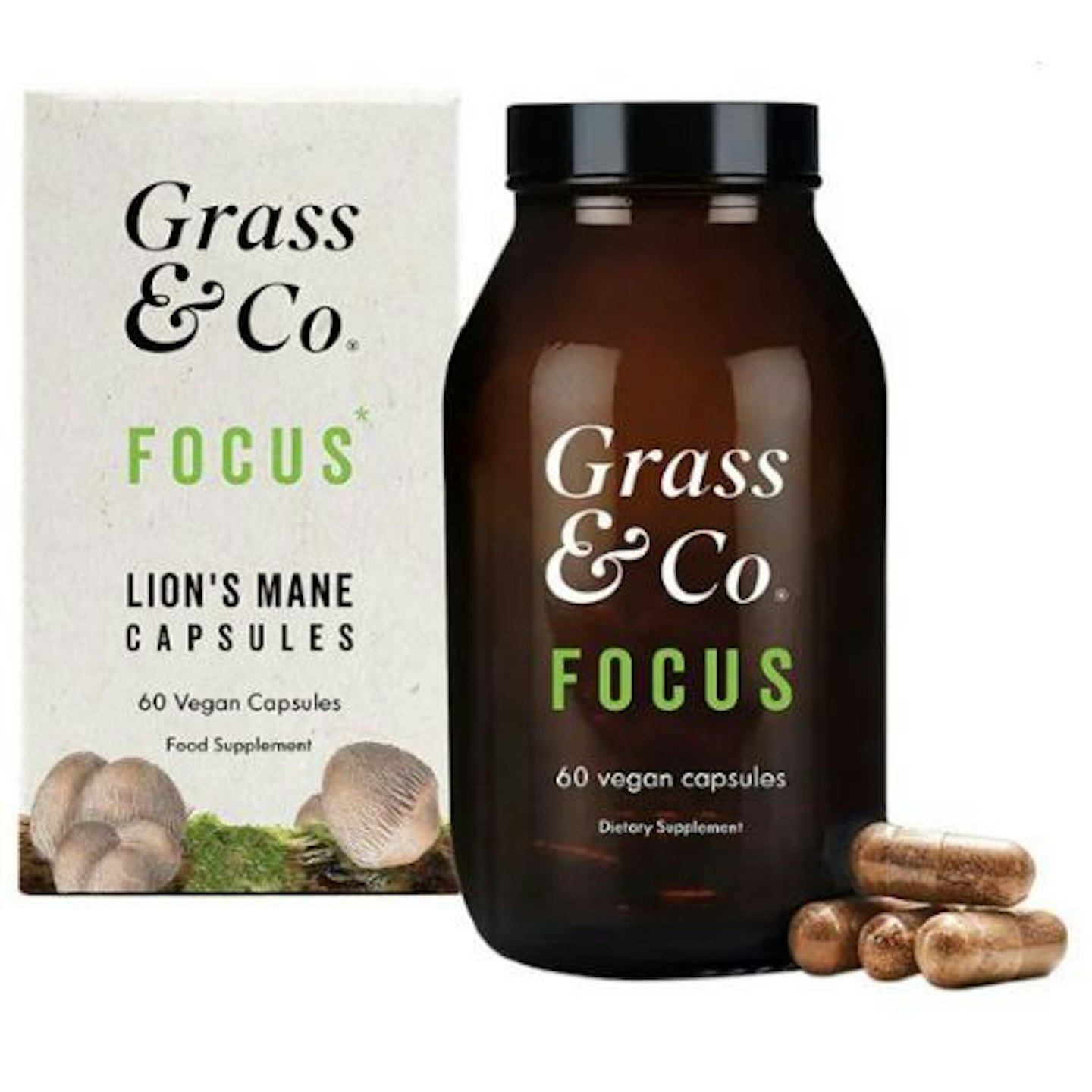Grass & Co. FOCUS Lion's Mane Mushrooms with Ginseng + Omega-3