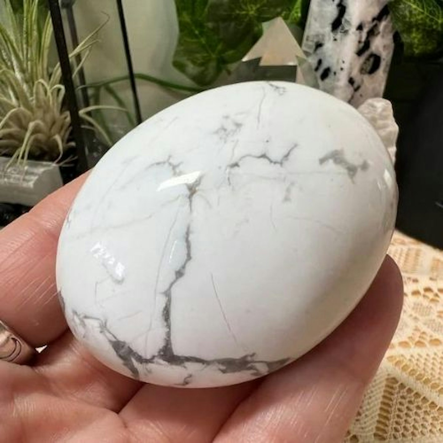 Howlite Crystal Palm Stone