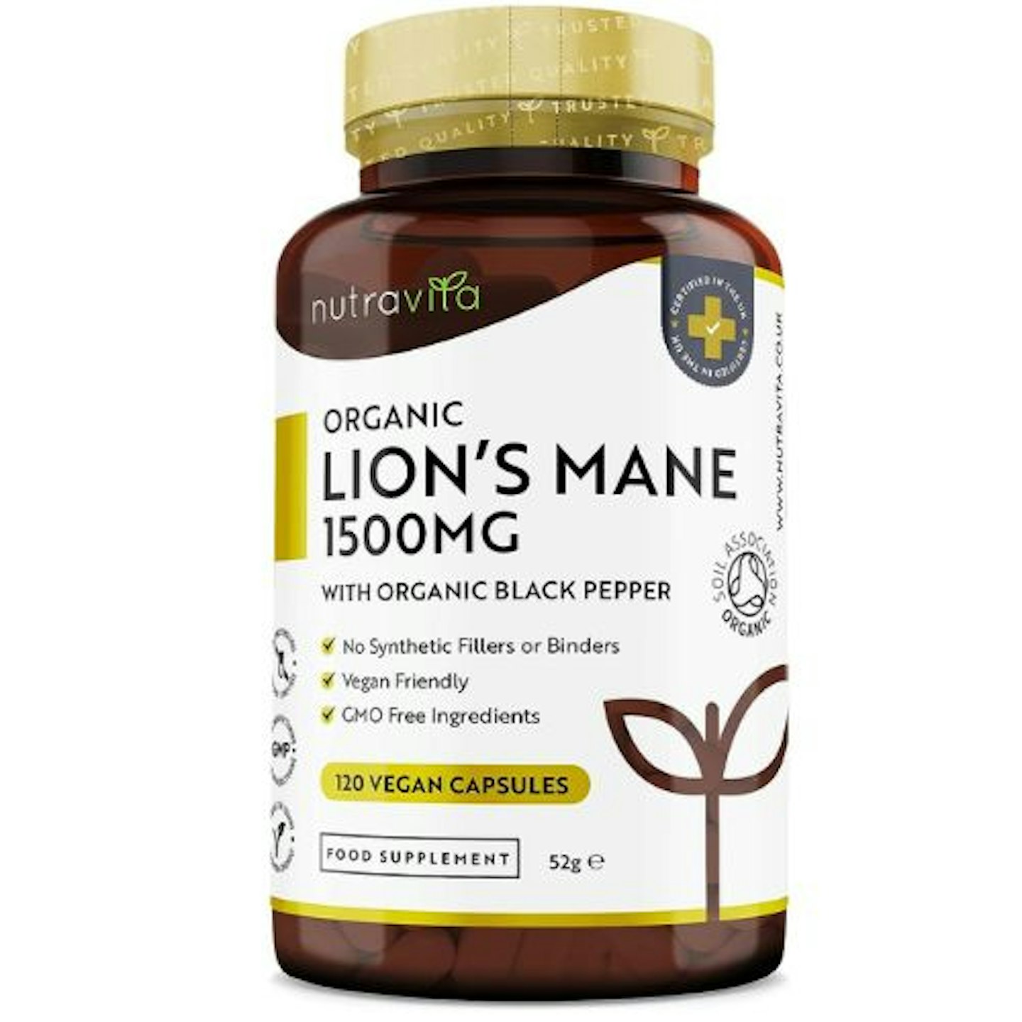 Organic Lions Mane Mushroom, 1500mg