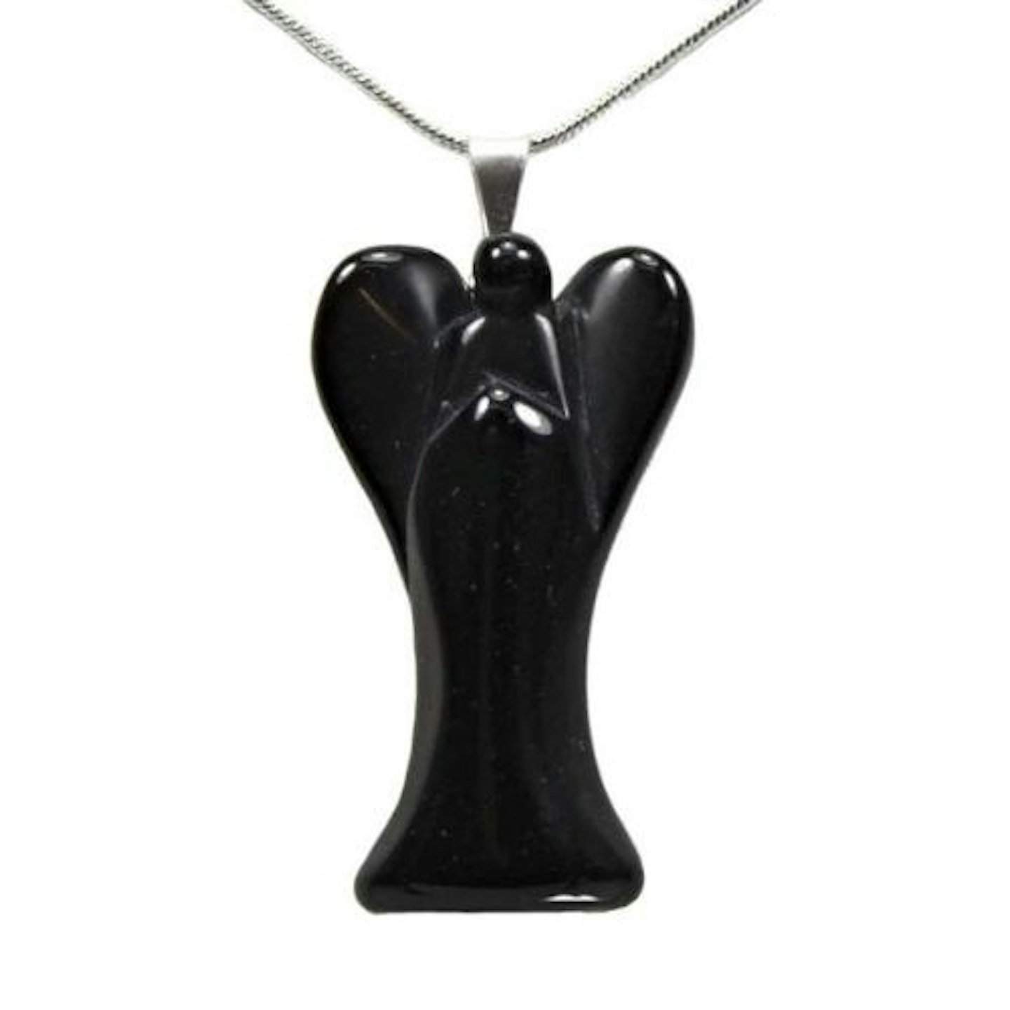 Black Onyx Angel Pendant with Chain