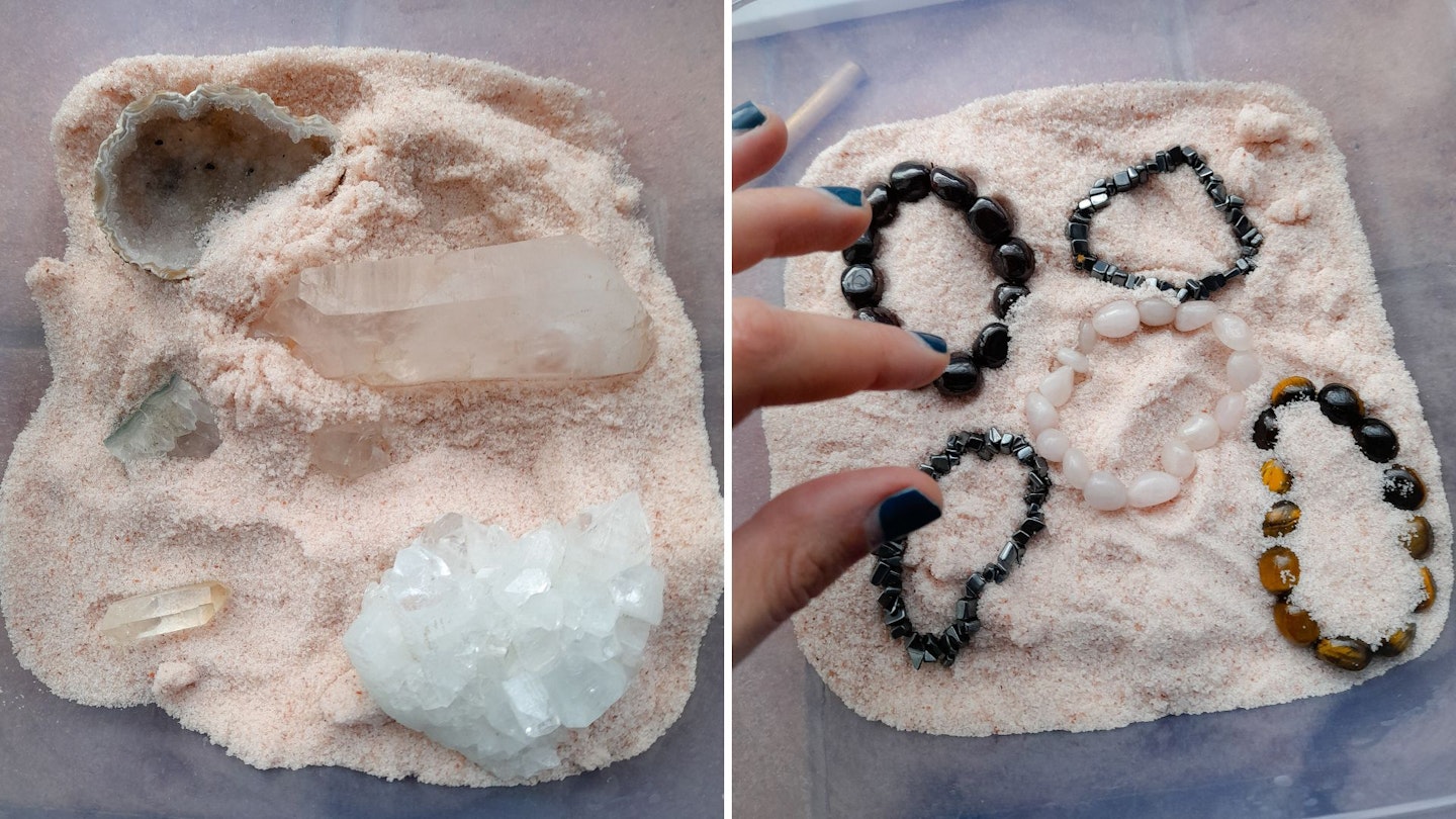 Cleansing clear quartz and crystal bracelets