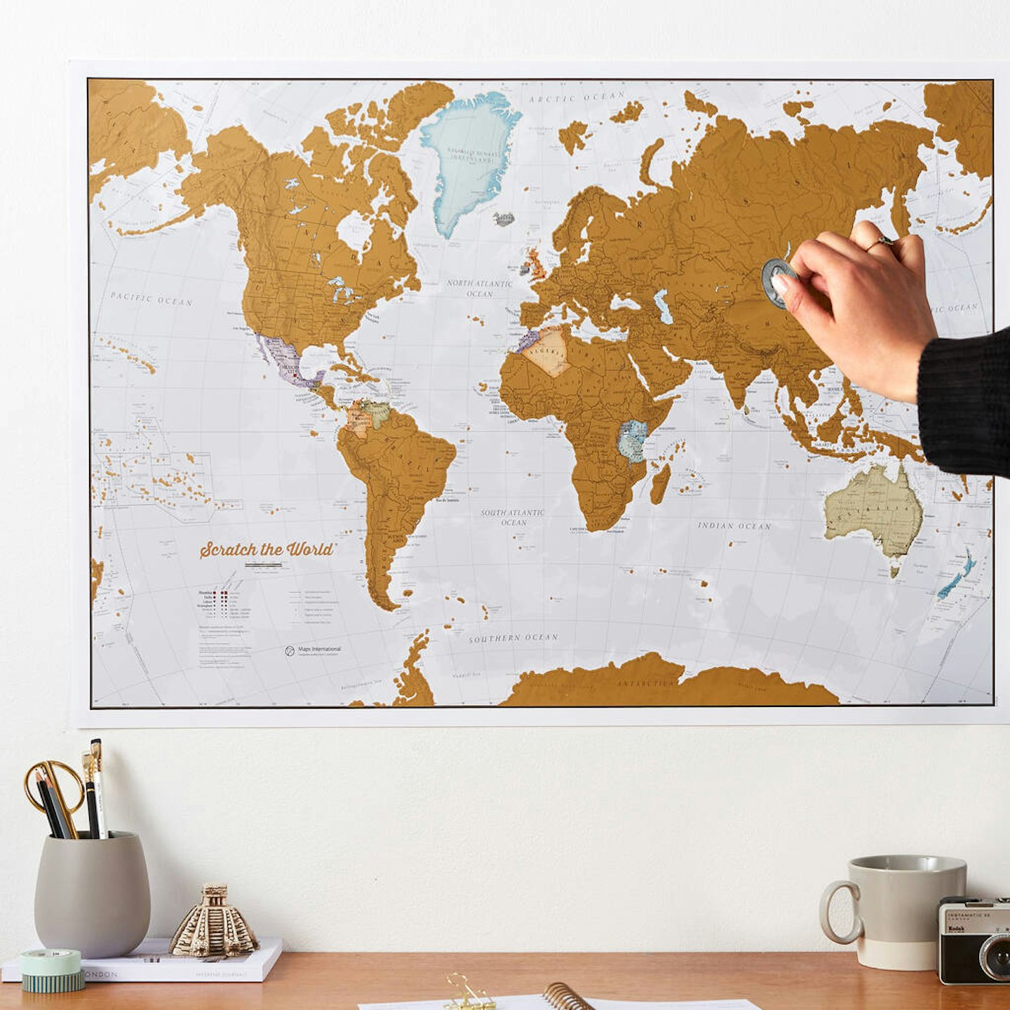 Scratch The World® Map Print With Coin