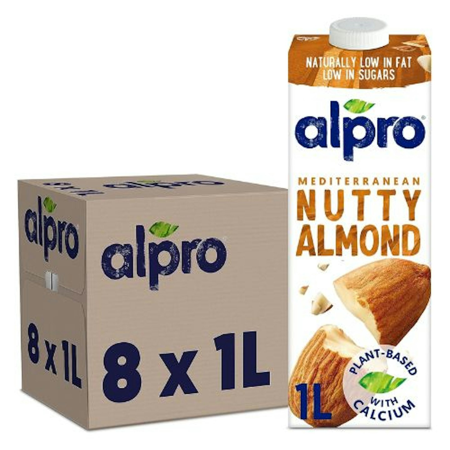 Alpro Almond Plant-Based Long Life Drink (8 x 1L)