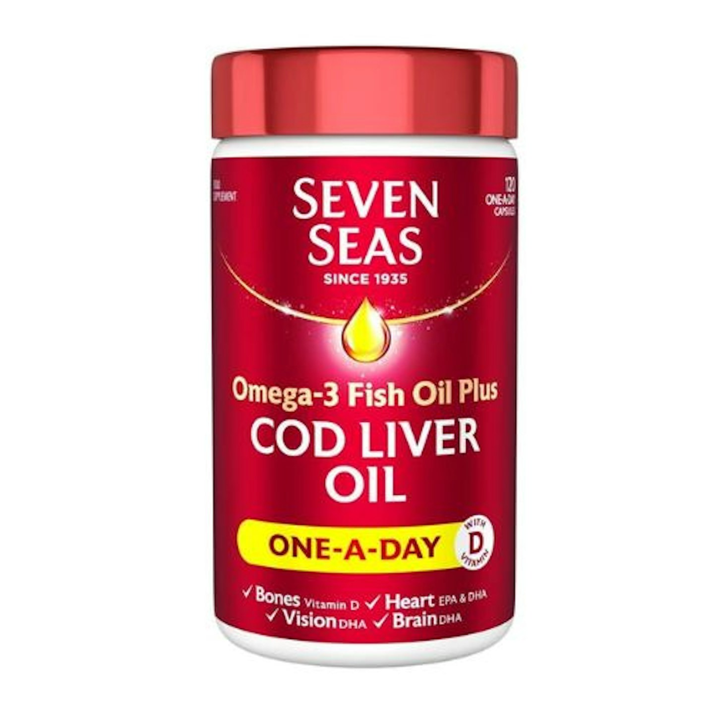 Seven Seas Omega-3 FISH Oil Plus Cod Liver Oil, 120 Capsules