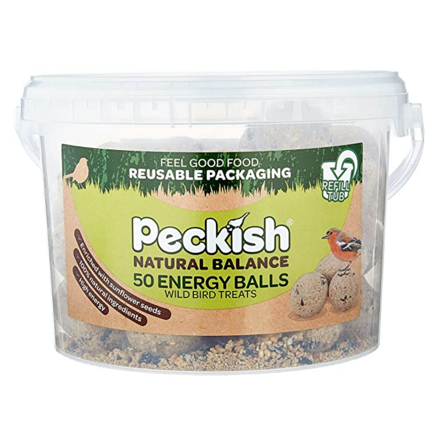 Peckish Natural Balance Energy Suet Fat Balls for Wild Birds, 50 Tub