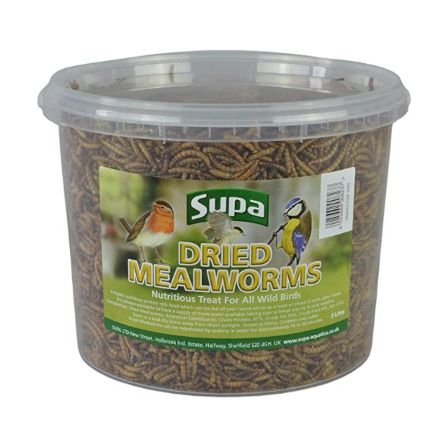 Supa Dried Mealworms for Wild Birds, 3 Litre Bucket