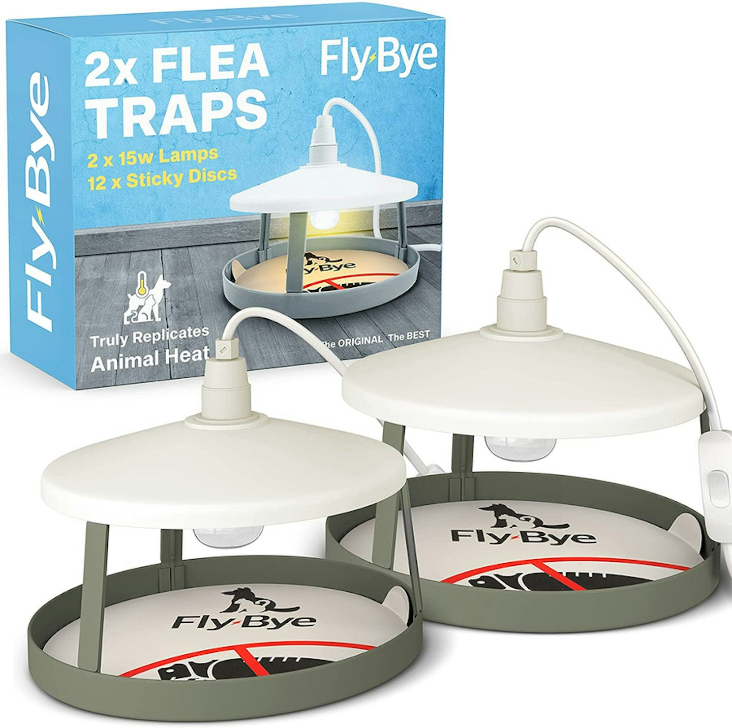 Fly-Bye 2x Ultimate Flea Traps with 12 Sticky Discs