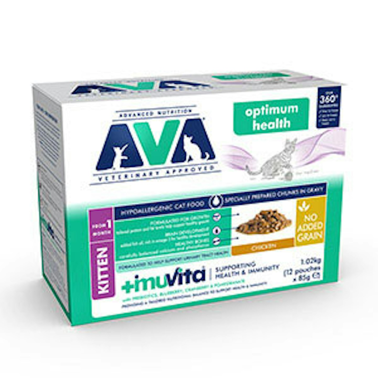 AVA Veterinary Approved Optimum Health Wet Kitten Food Chicken Multipack 12x85g