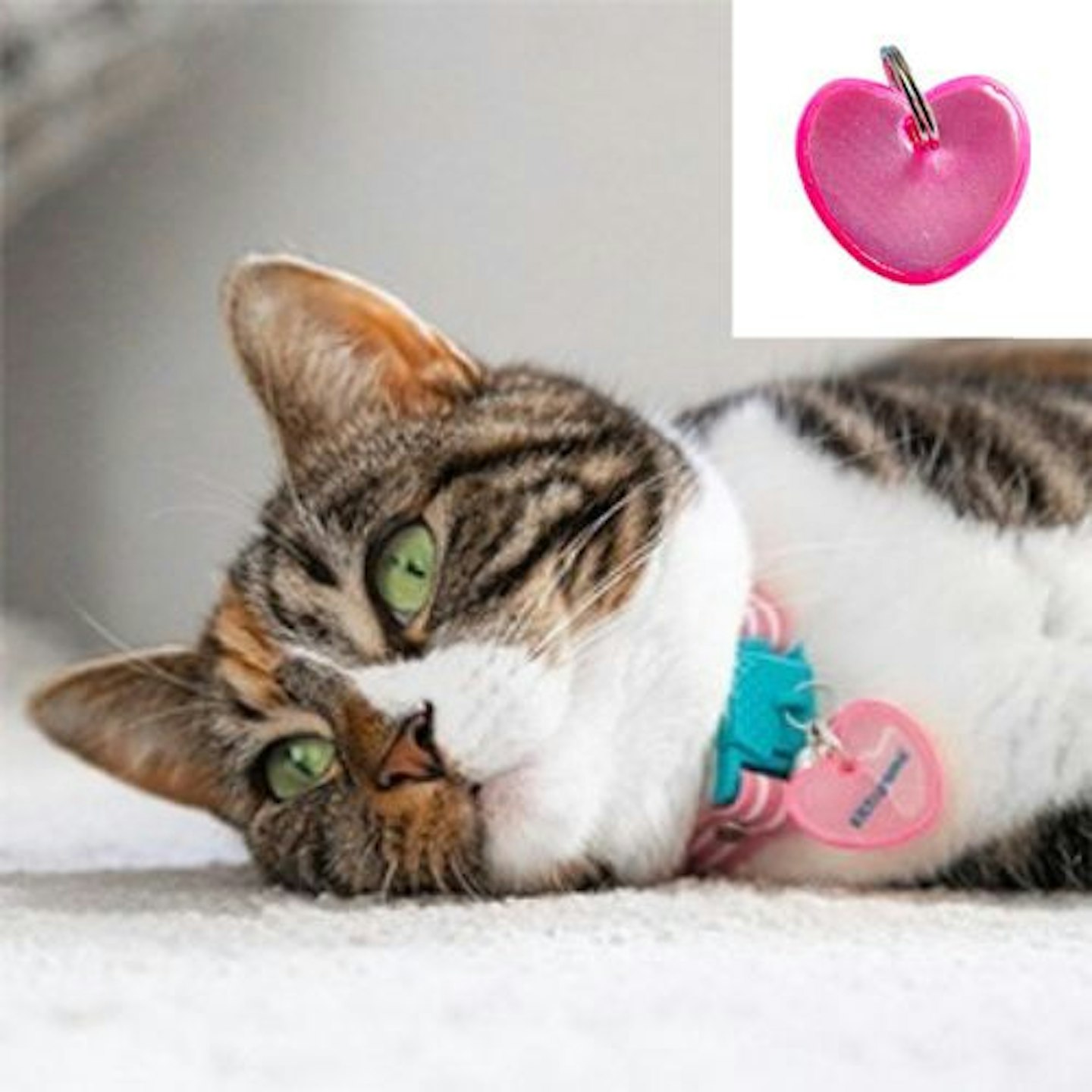 Kittyrama Reflective Heart Cat Collar Charm Pink