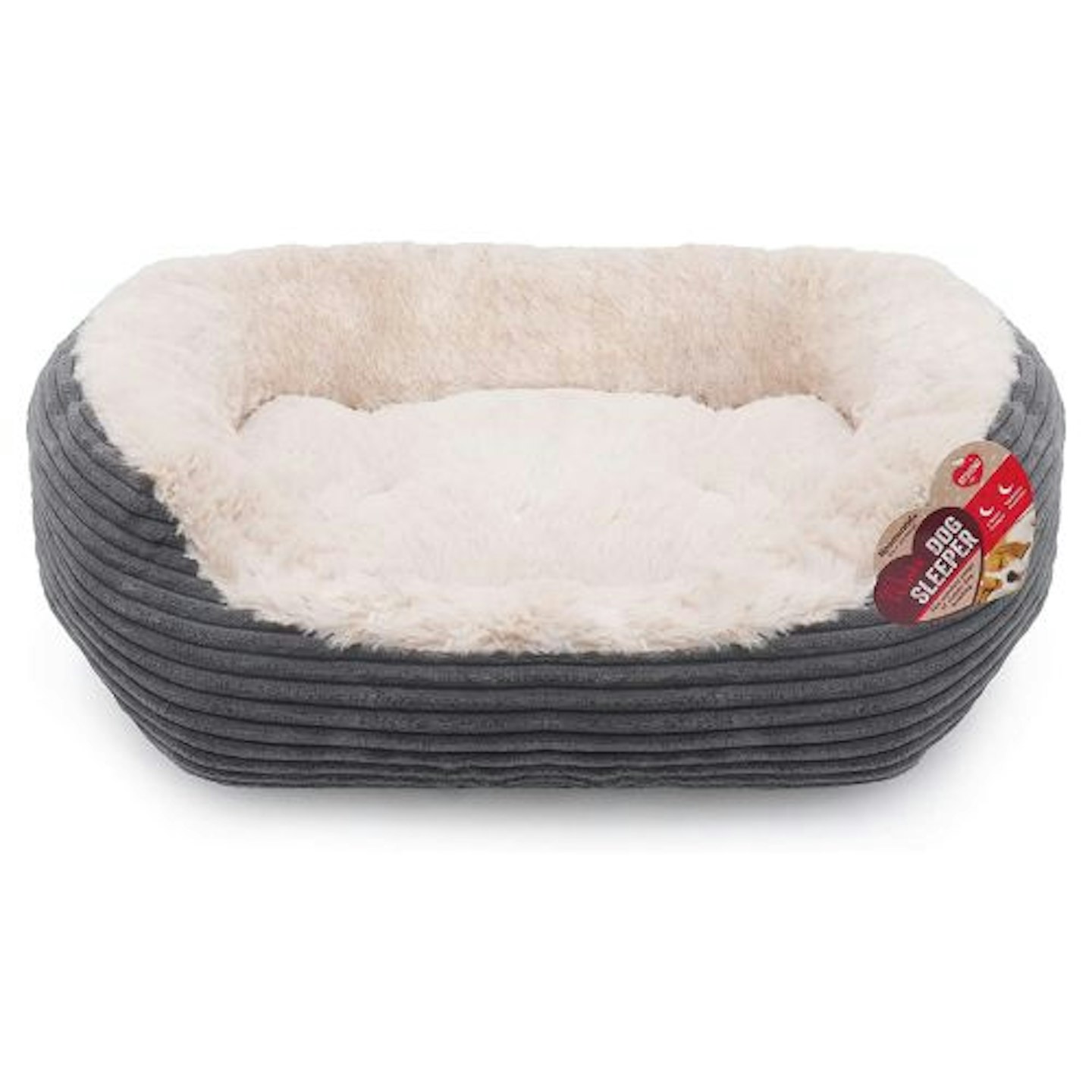 Rosewood Grey Jumbo Cord/Plush Oval Dog Bed