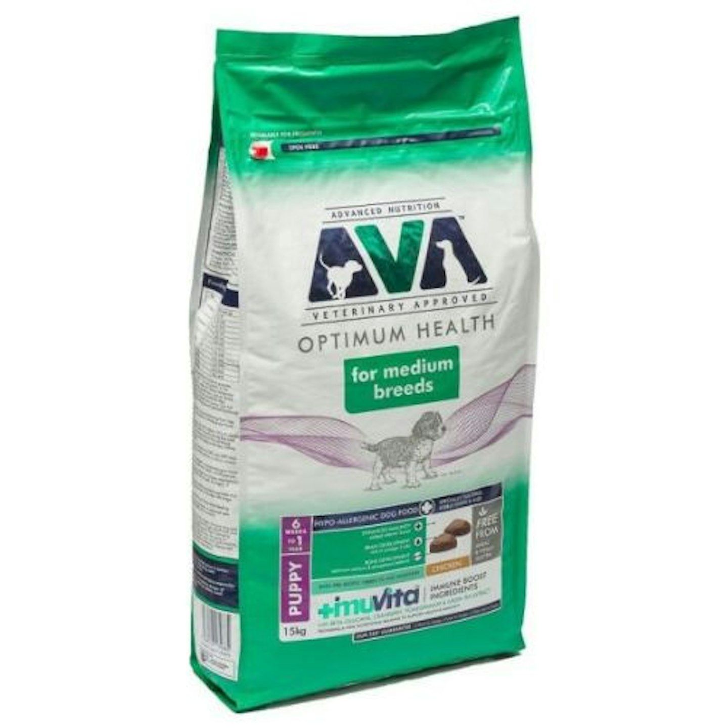 AVA Veterinary Approved Optimum Health Medium Breed Dry Puppy Food Chicken 15kg