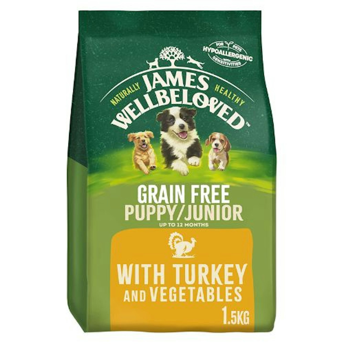 James Wellbeloved, Grain Free Dry Puppy + Junior Dog Food - 1.5kg