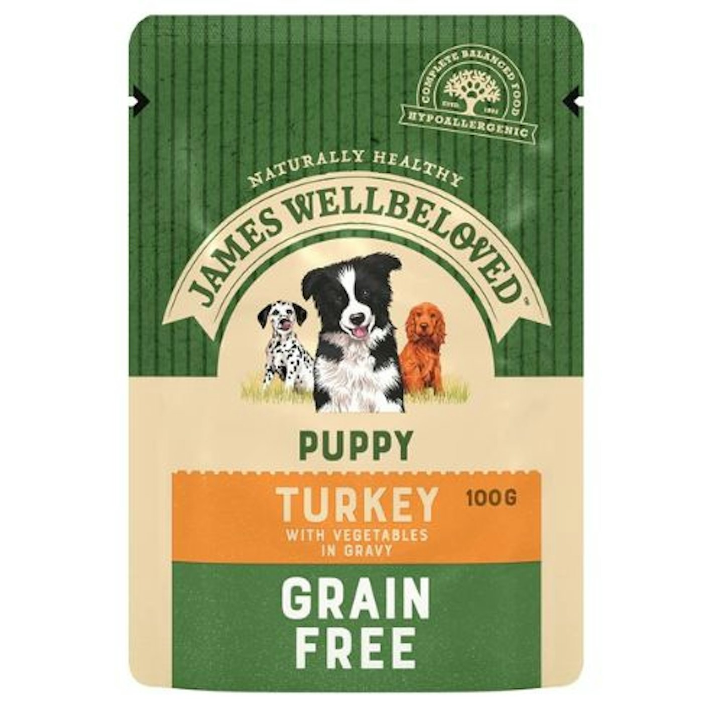 James Wellbeloved Grain Free Puppy Turkey in Gravy Pouches