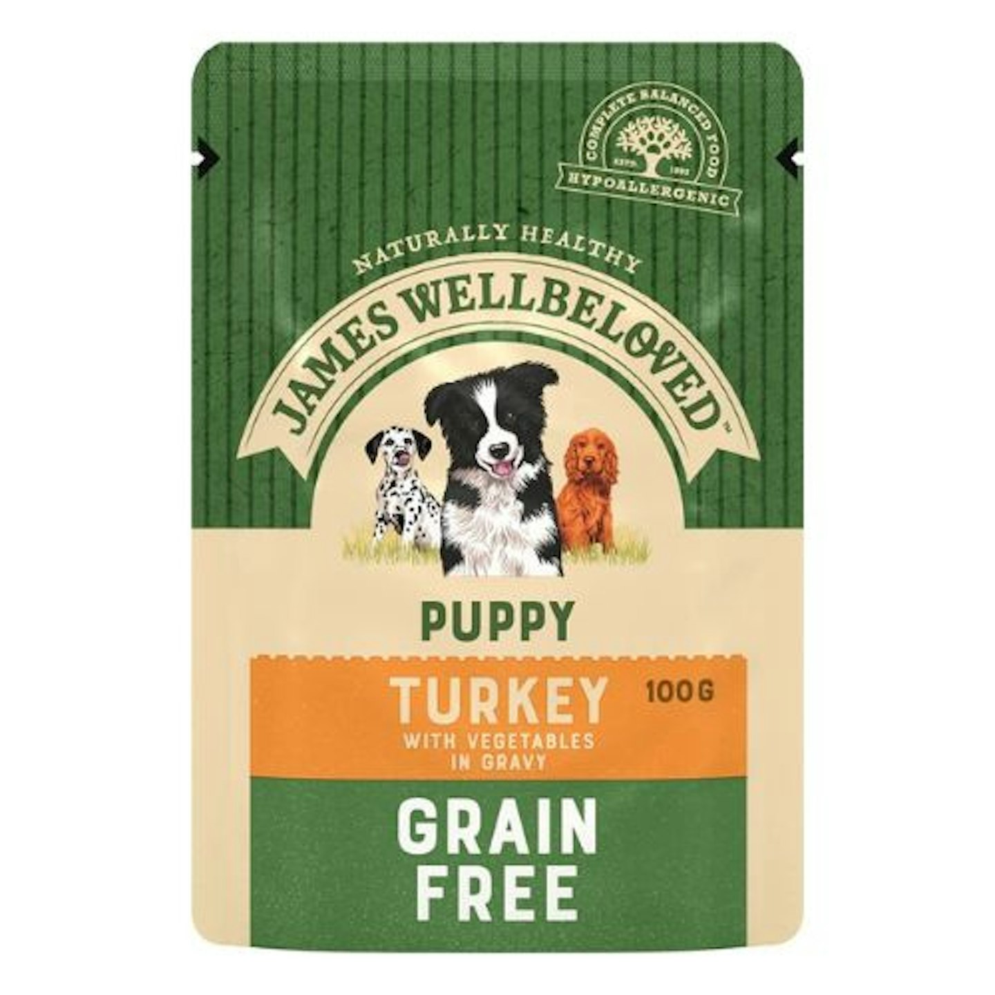  James Wellbeloved Puppy Grain Free Turkey in Gravy 12 Pouches, Hypoallergenic We