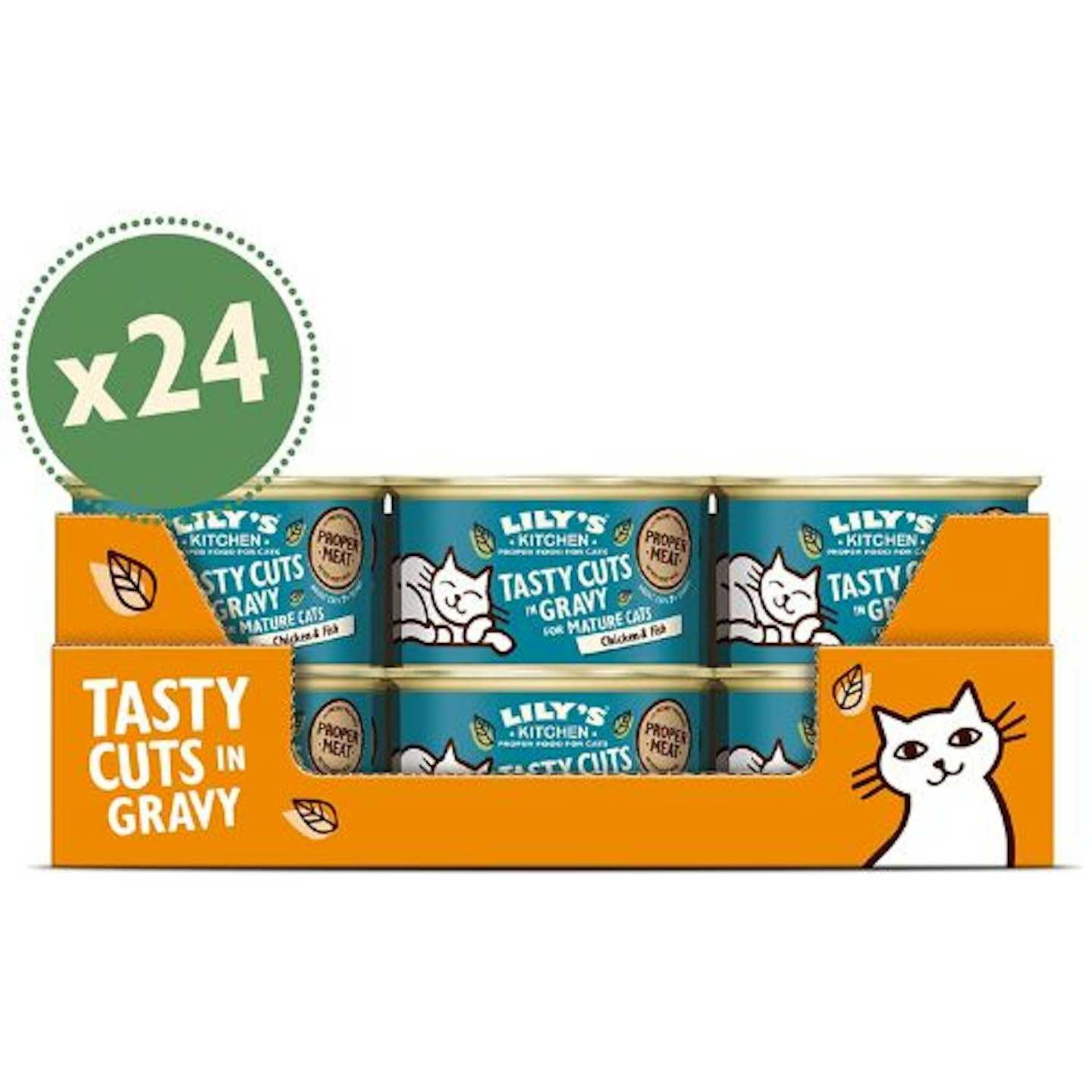 Lily's Kitchen Wet Cat Food for Mature Cats 24 x Tins (85g) - Tasty Cuts Fish & Chicken in Gravy