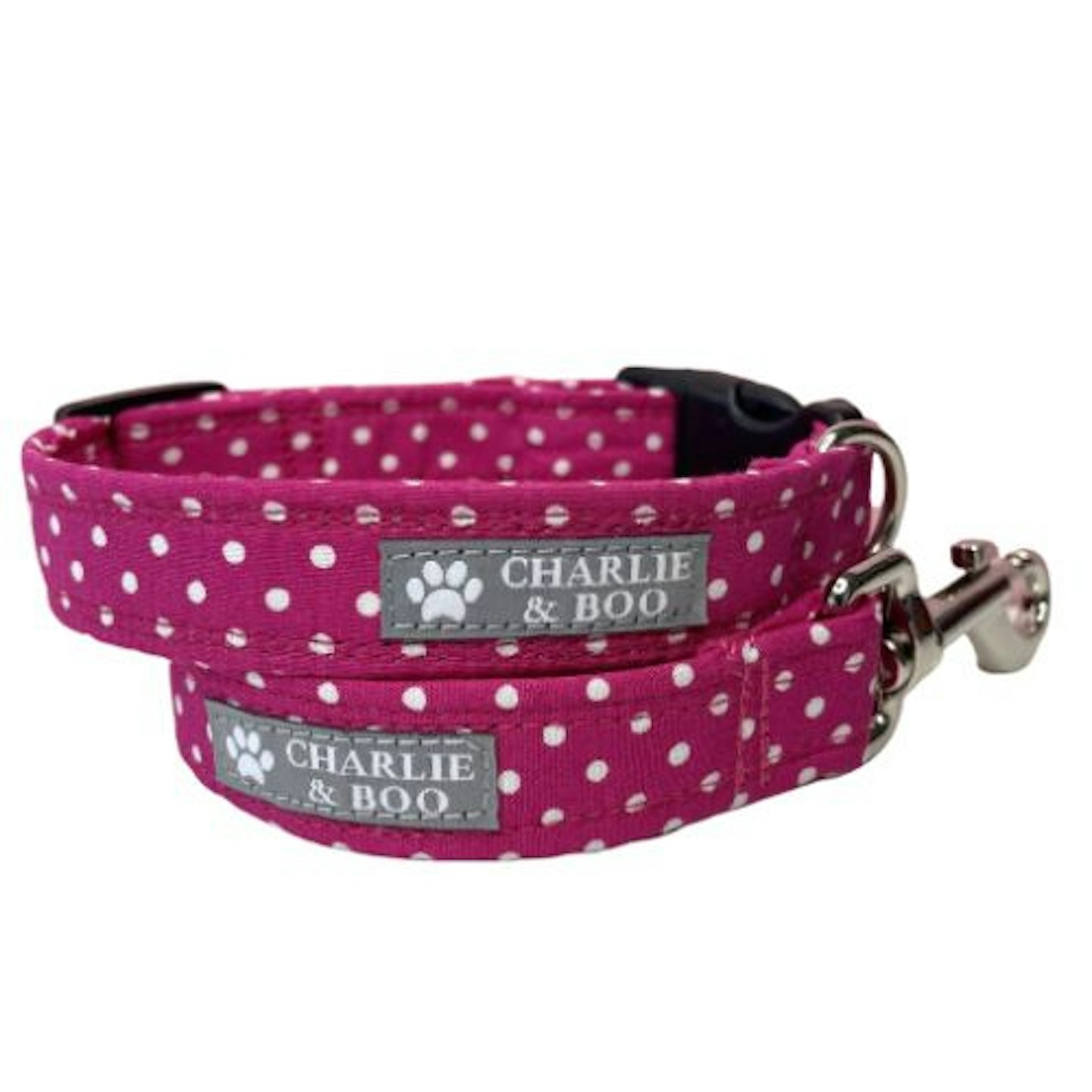 Pink Polka Dot Dog Collar And Lead/Leash Set