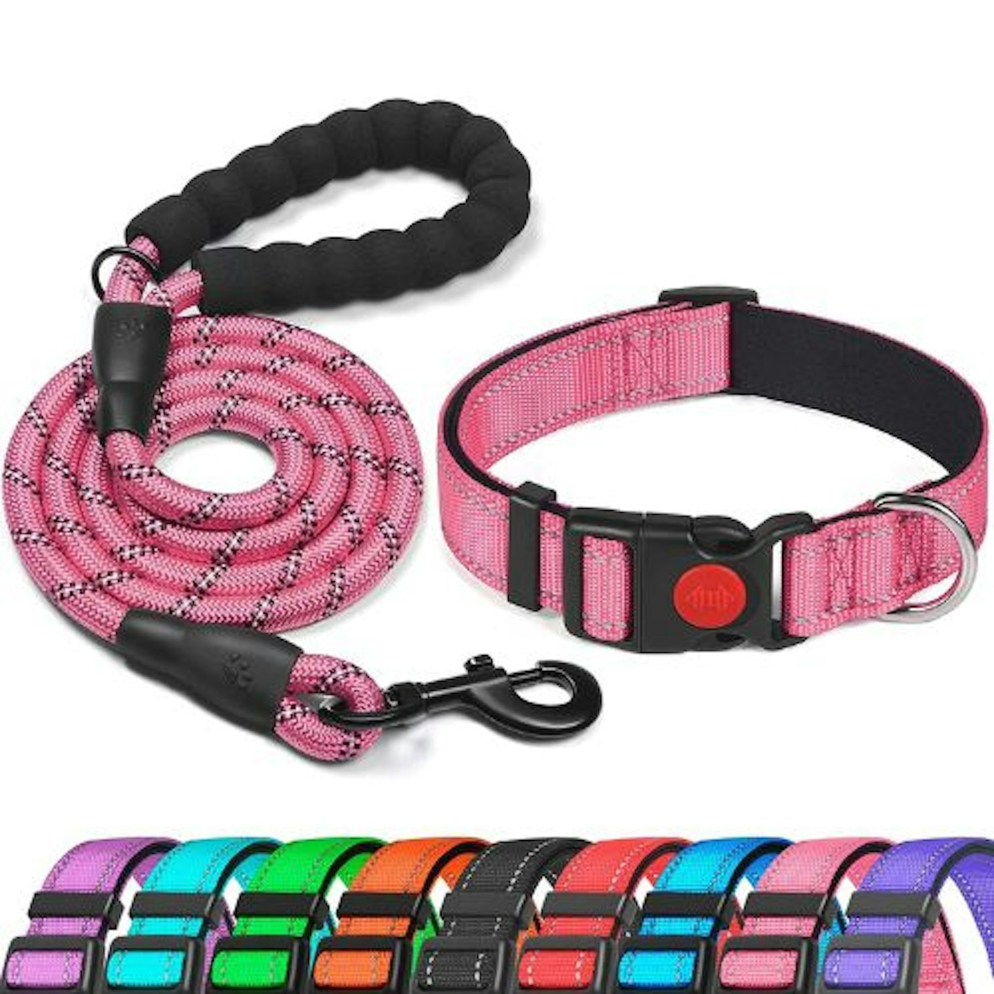 haapaw Reflective Dog Collar and Lead Set