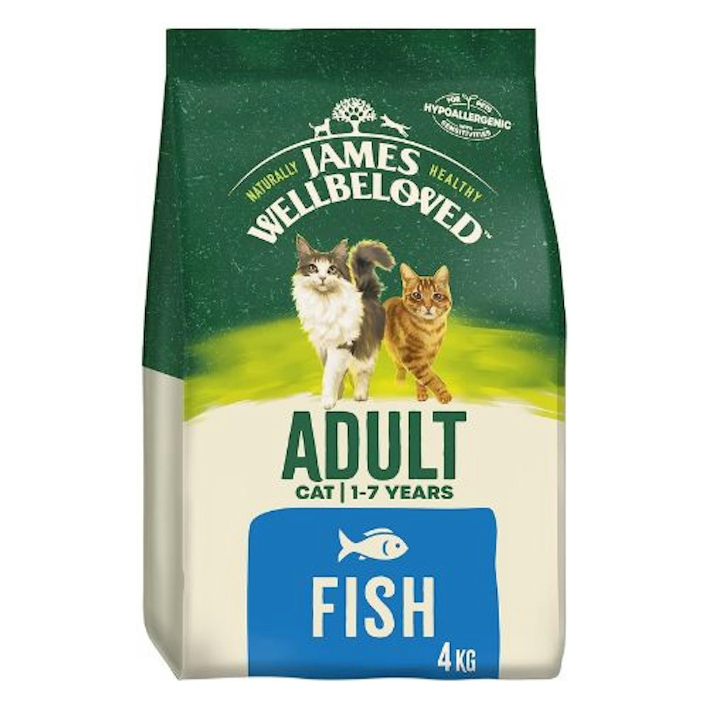 James Wellbeloved Complete Hypoallergenic Adult Dry Cat Food Made With 100% Natural Ingredients and One Source of Animal Protein (Fish), 4 kg