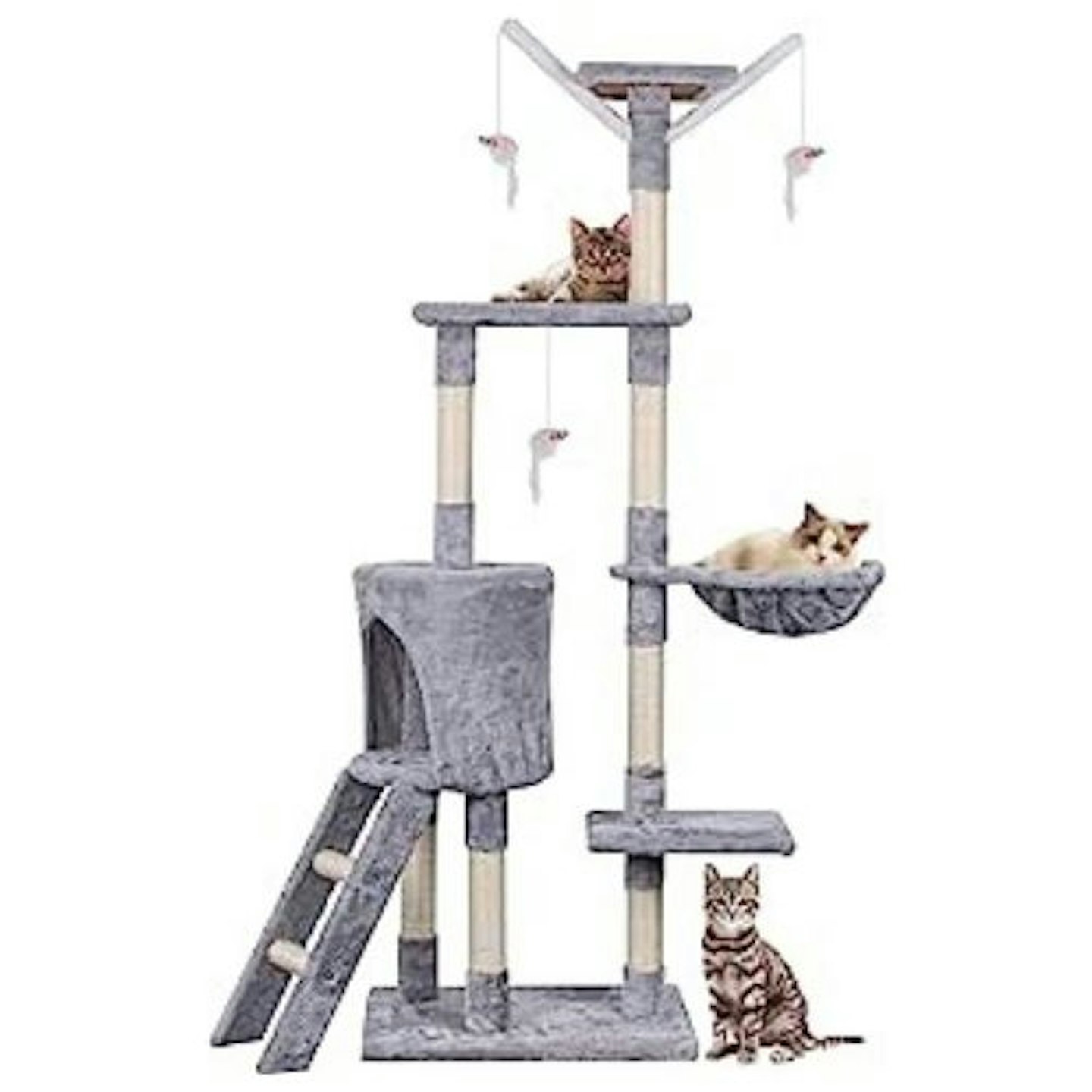 Cat Tree, 145cm Cat Scratch Posts Multi-Level Stable Climbing Tower
