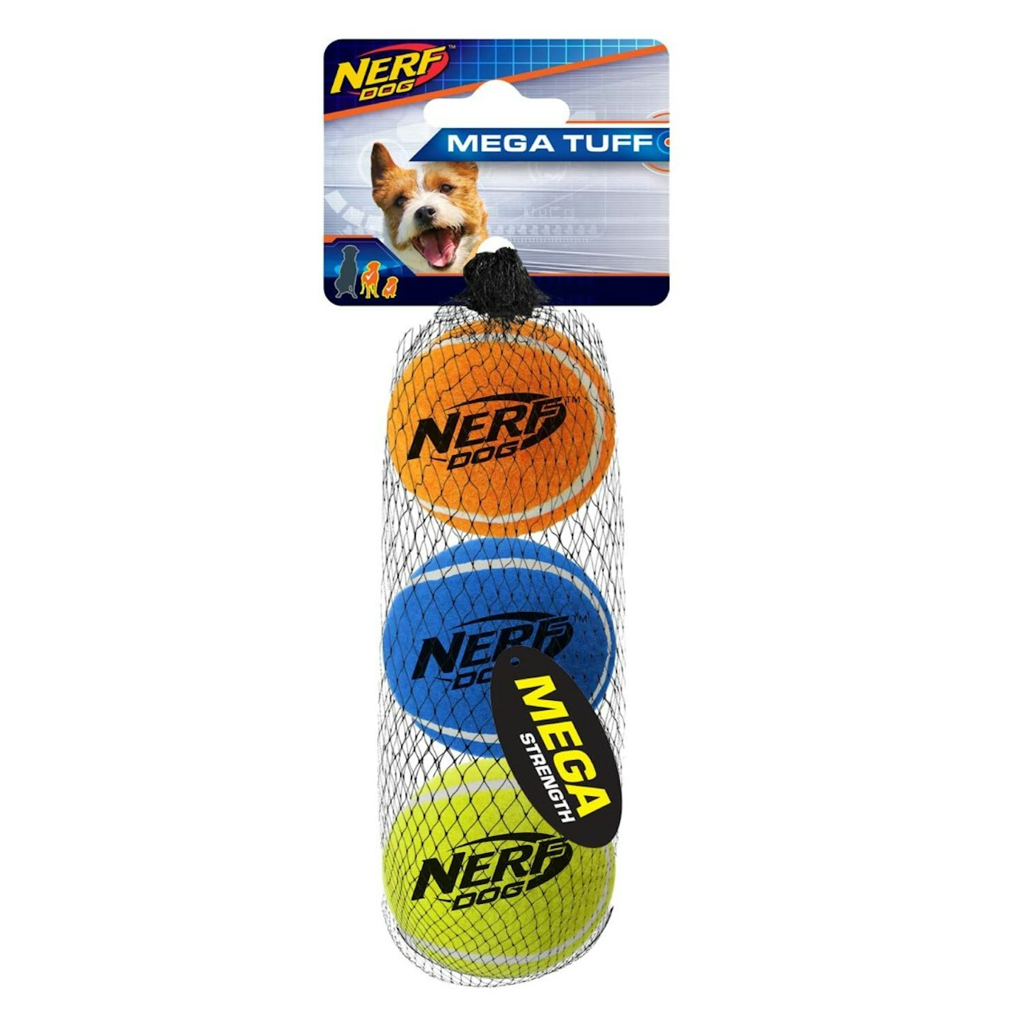  Nerf Dog Mega Strength Tennis Balls Toy, Small, Pack of 3