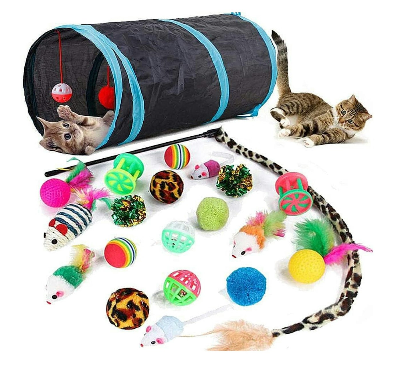  21 Pcs Cat Toys for Indoor Cats Collapsible Cat 