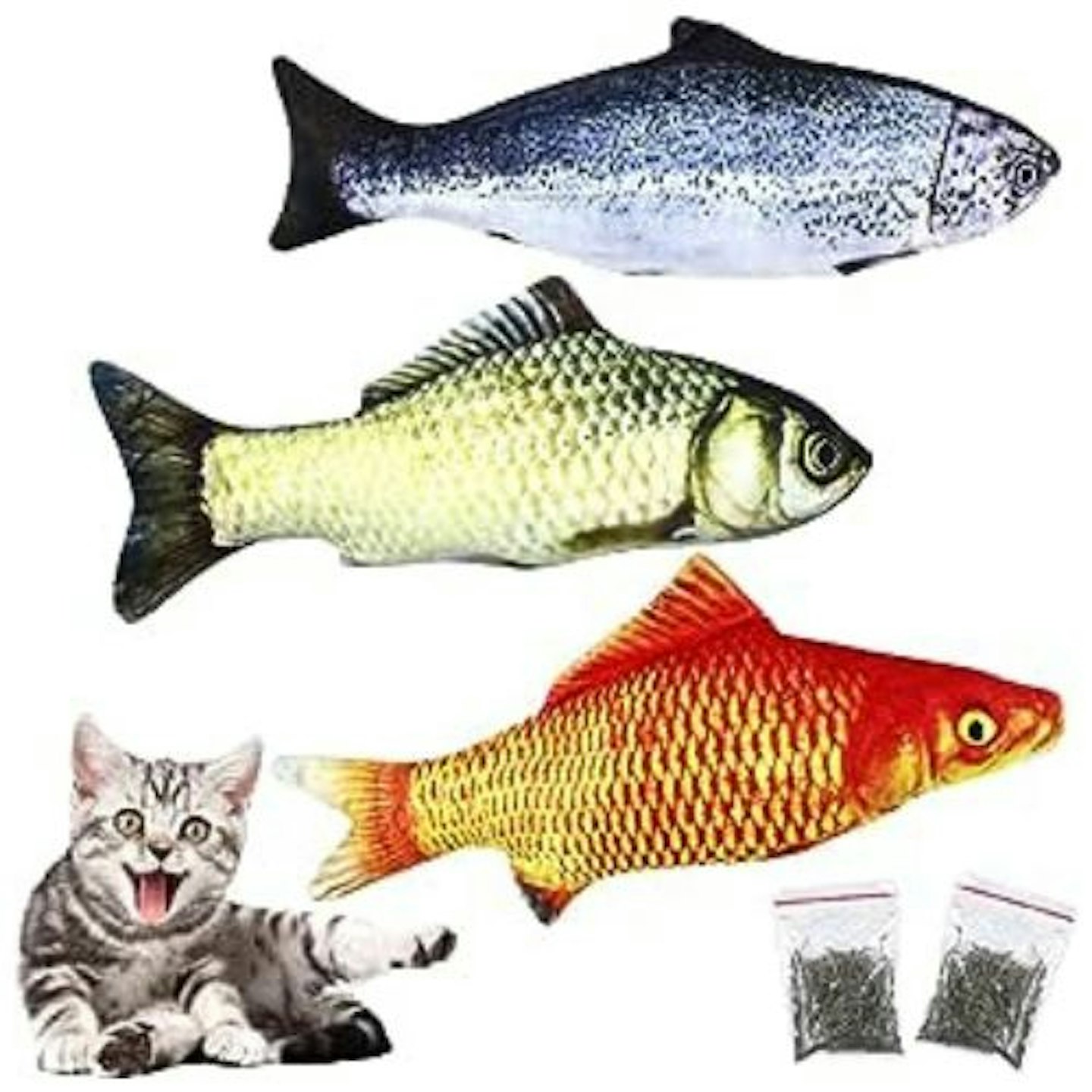 Natuce 3PCS 30cm Catnip Fish Toys