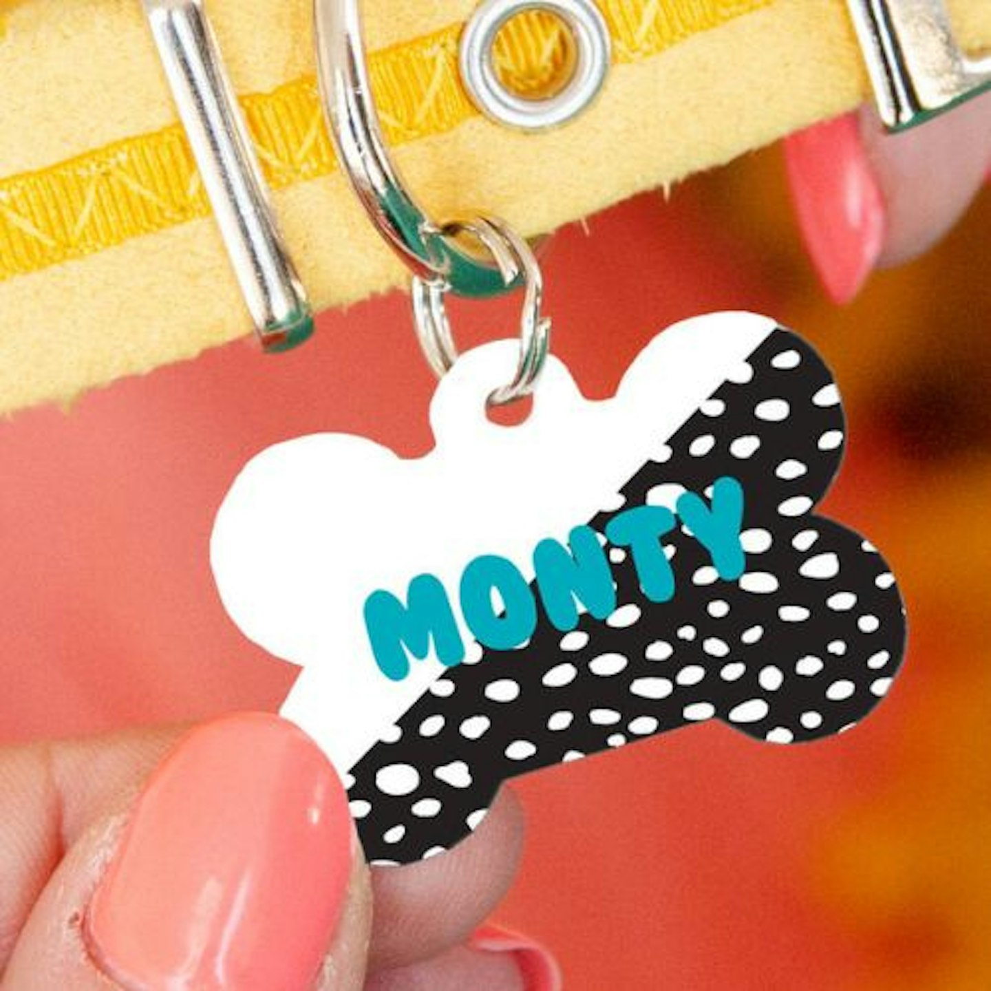 Personalised Bone White Spot Dog ID Tag