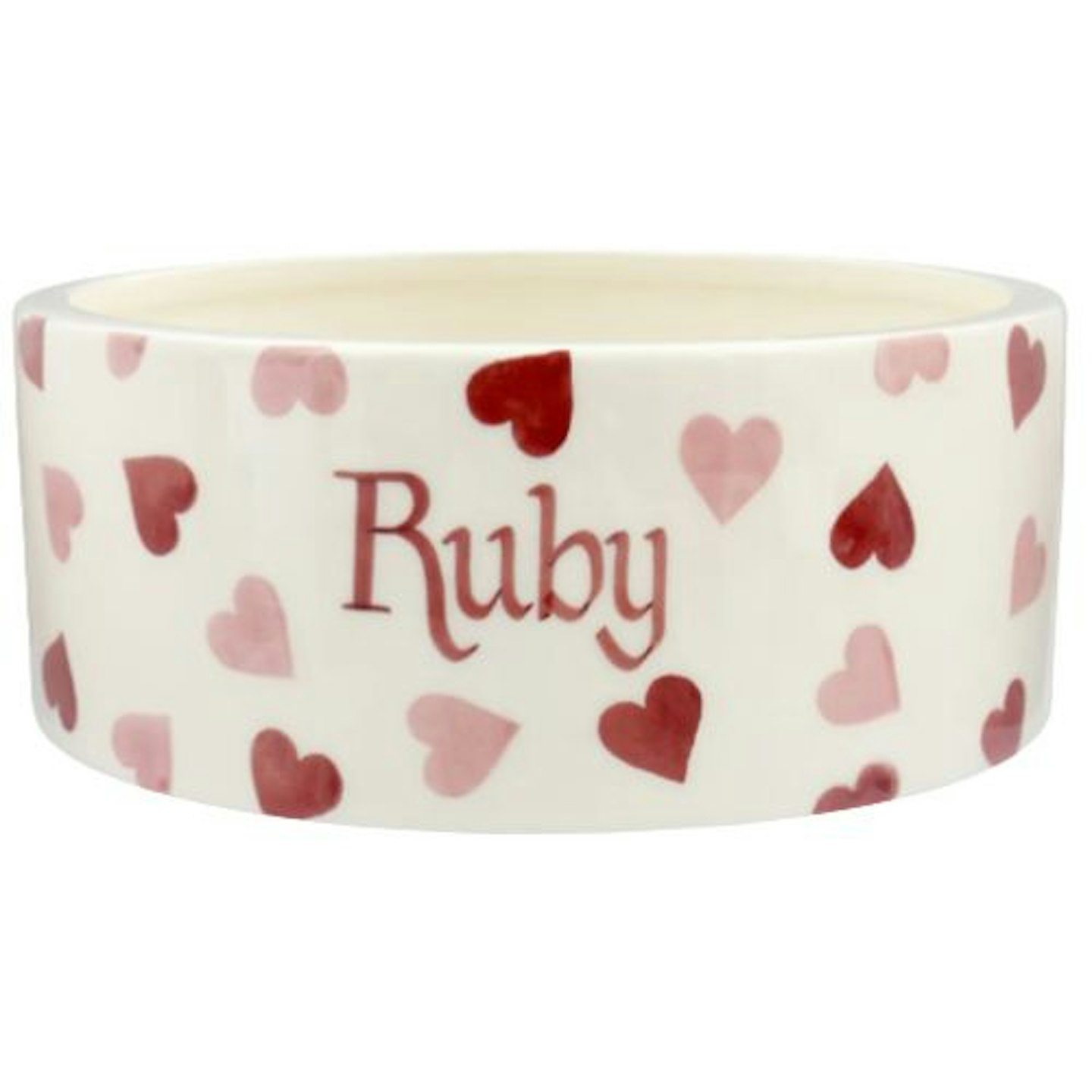 Personalised Pink Hearts Large Pet Bowl