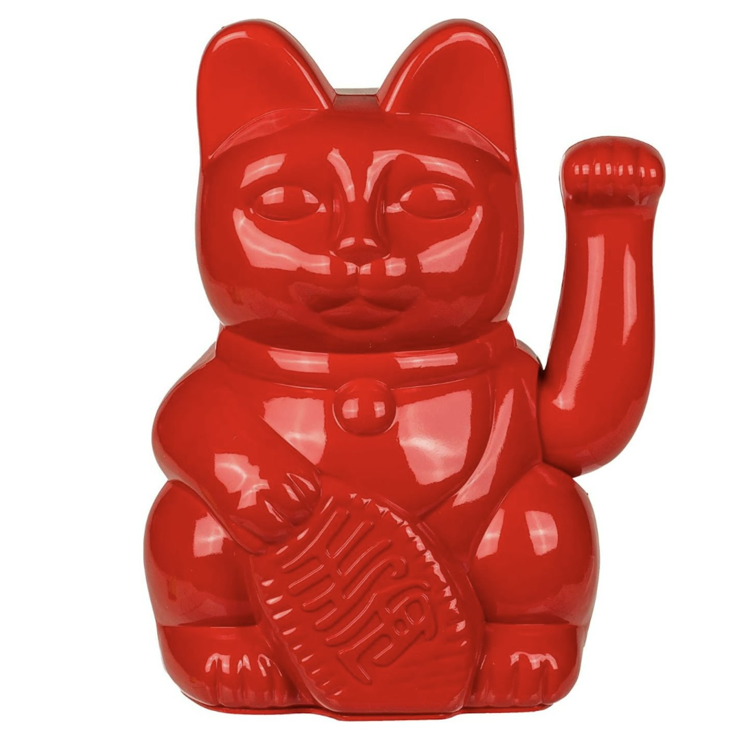 Red Waving Cat Made of Plastic