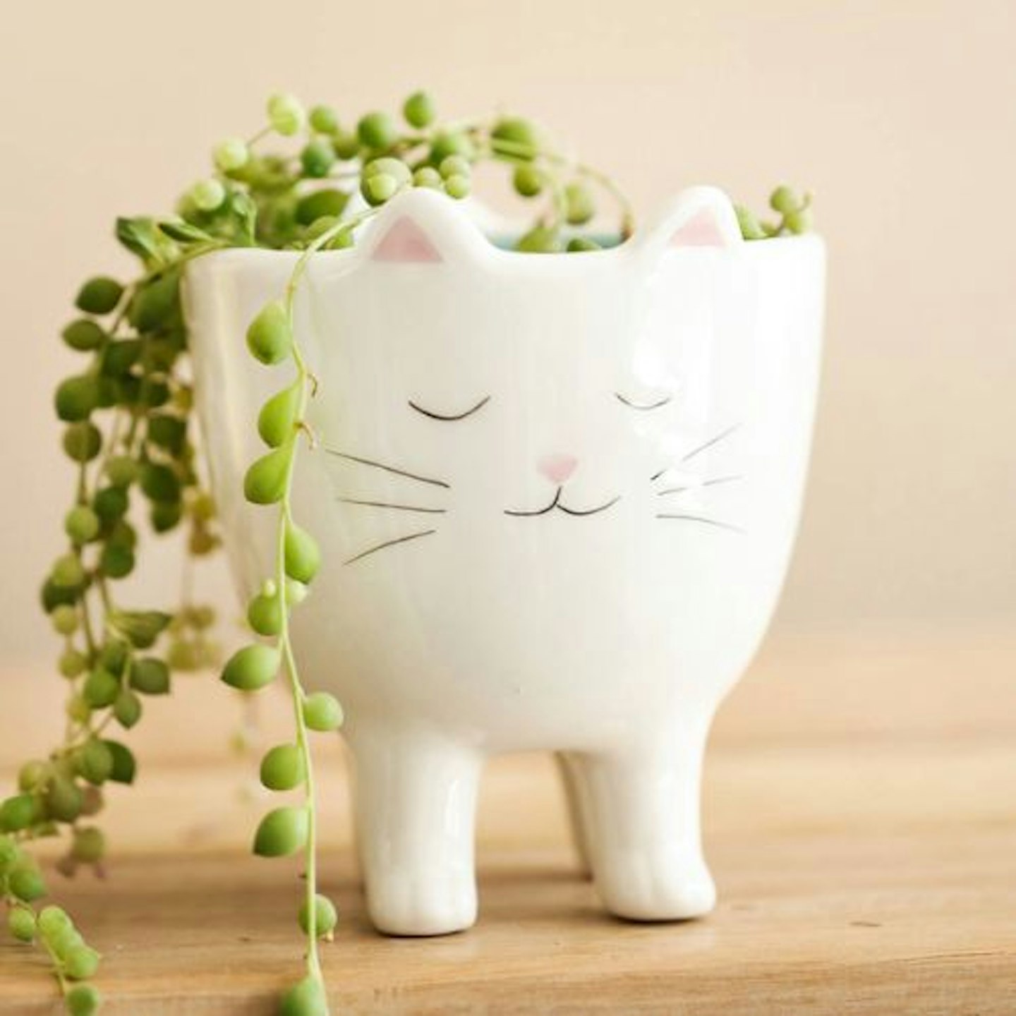Standing Ceramic Cat Planter, H10cm