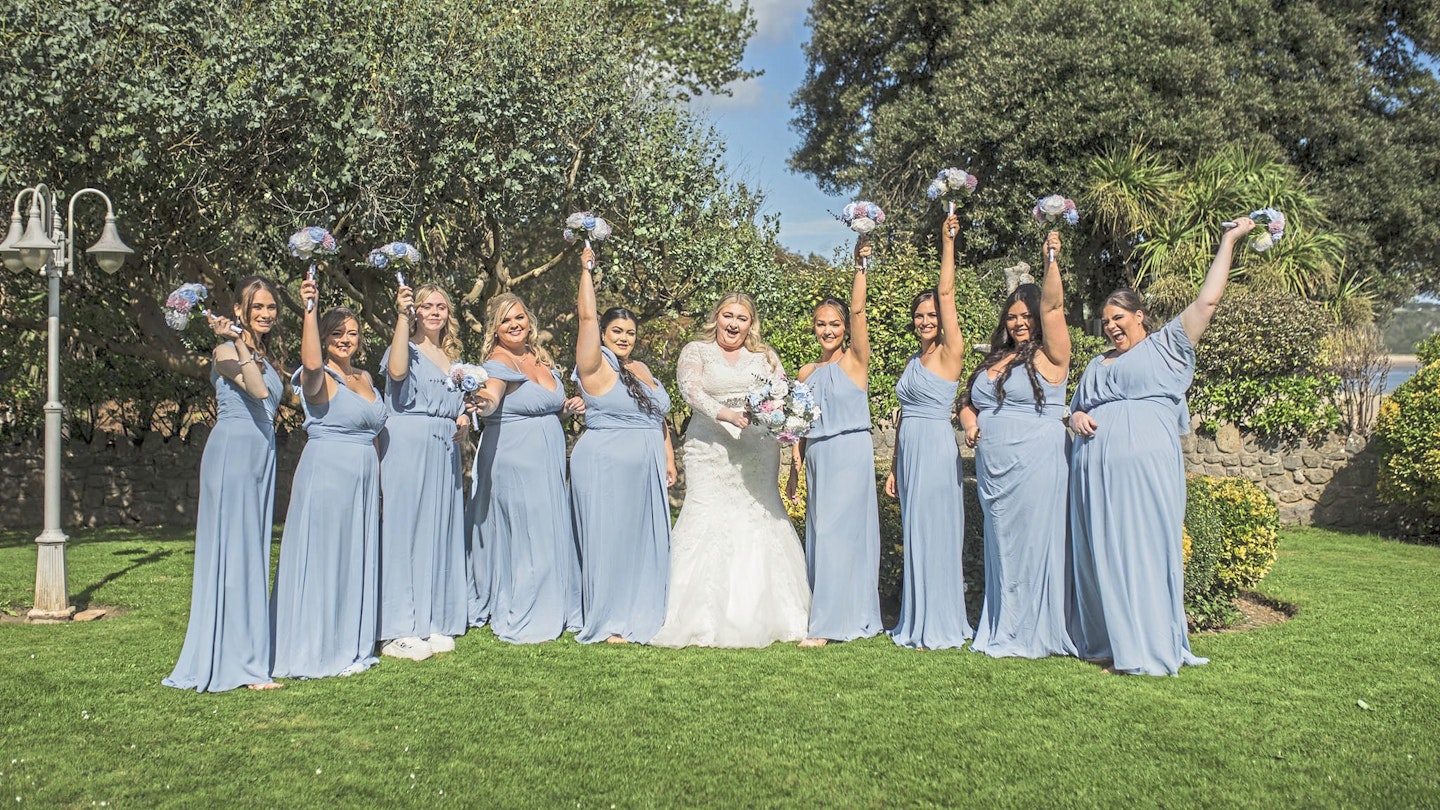 Jilted bride with bridesmaids